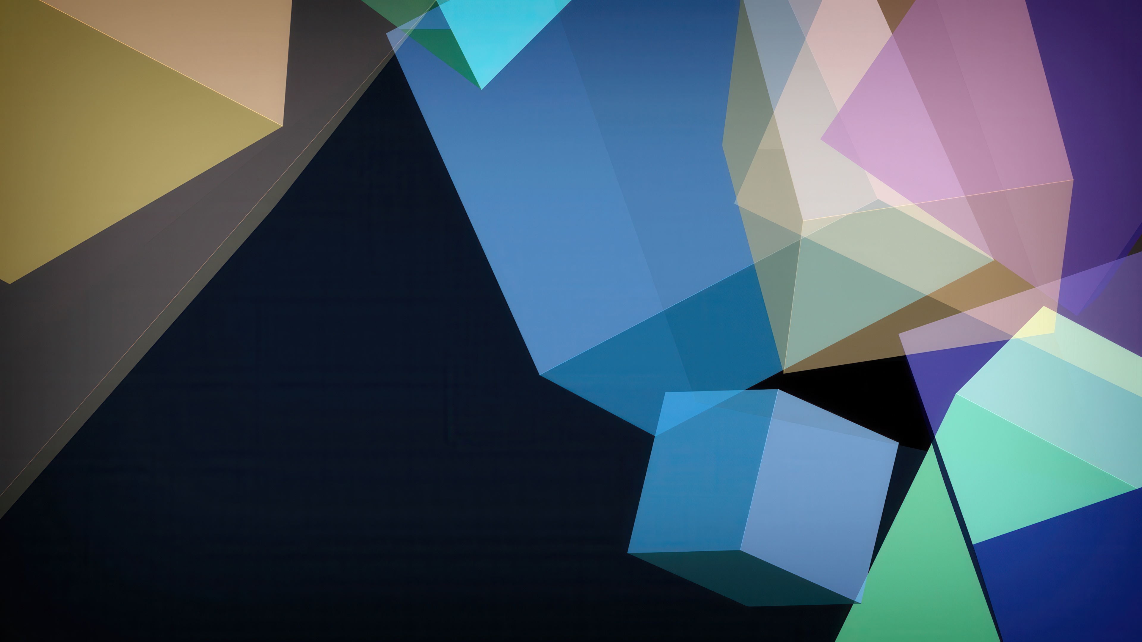 Abstract 3D Blocks with Translucent Geometric Shapes HD Wallpaper