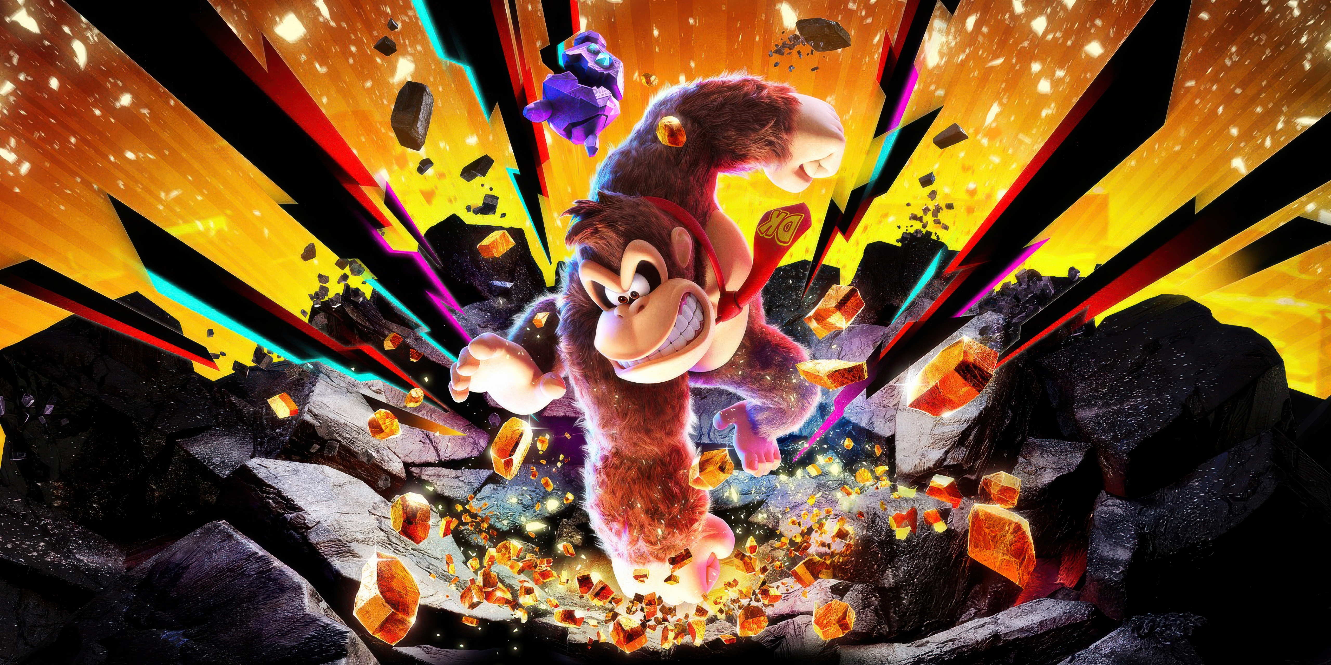 Donkey Kong and Diddy Kong in explosive scene HD Wallpaper