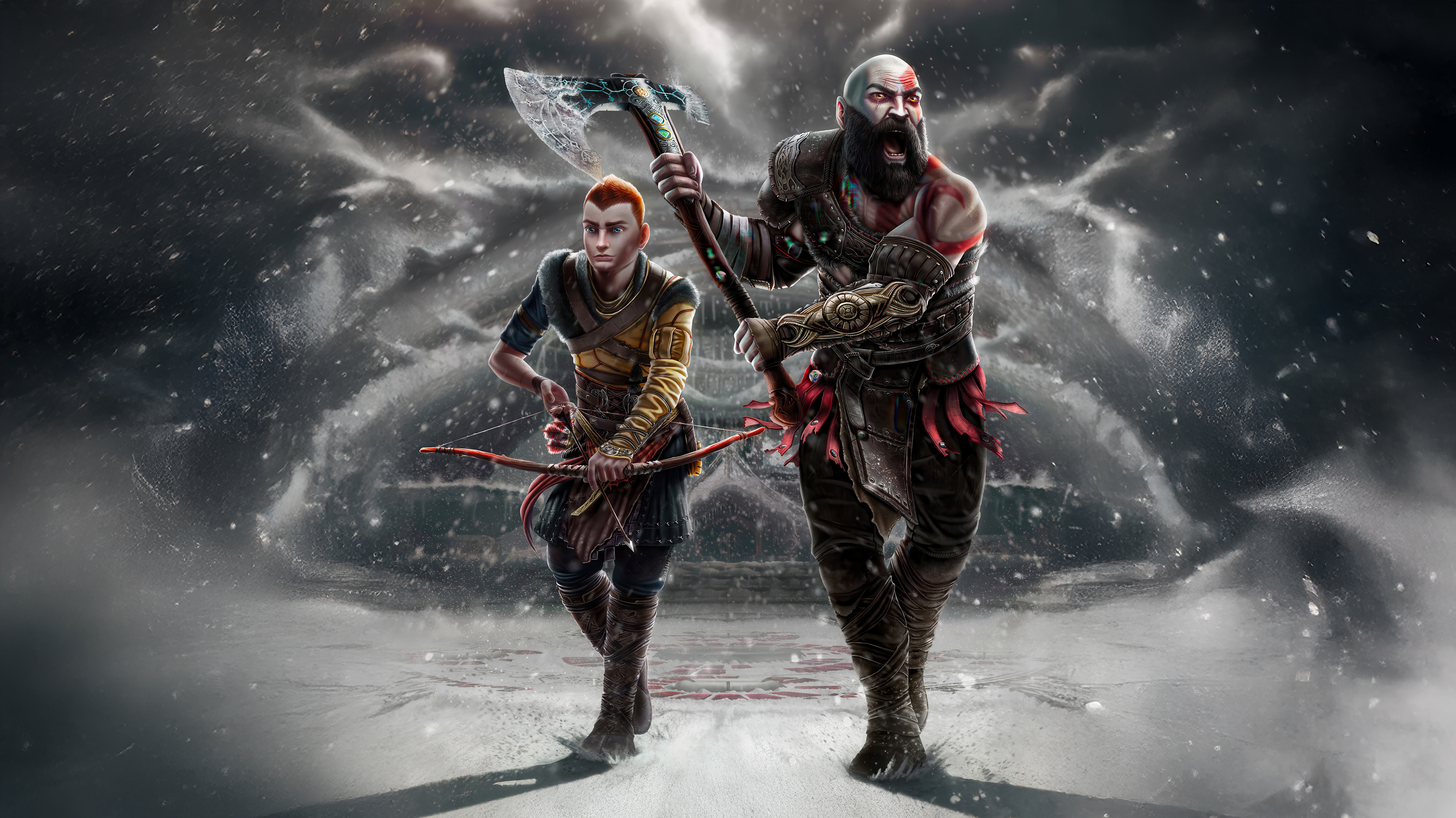 Kratos and Atreus from God of War Ragnarok HD Wallpaper