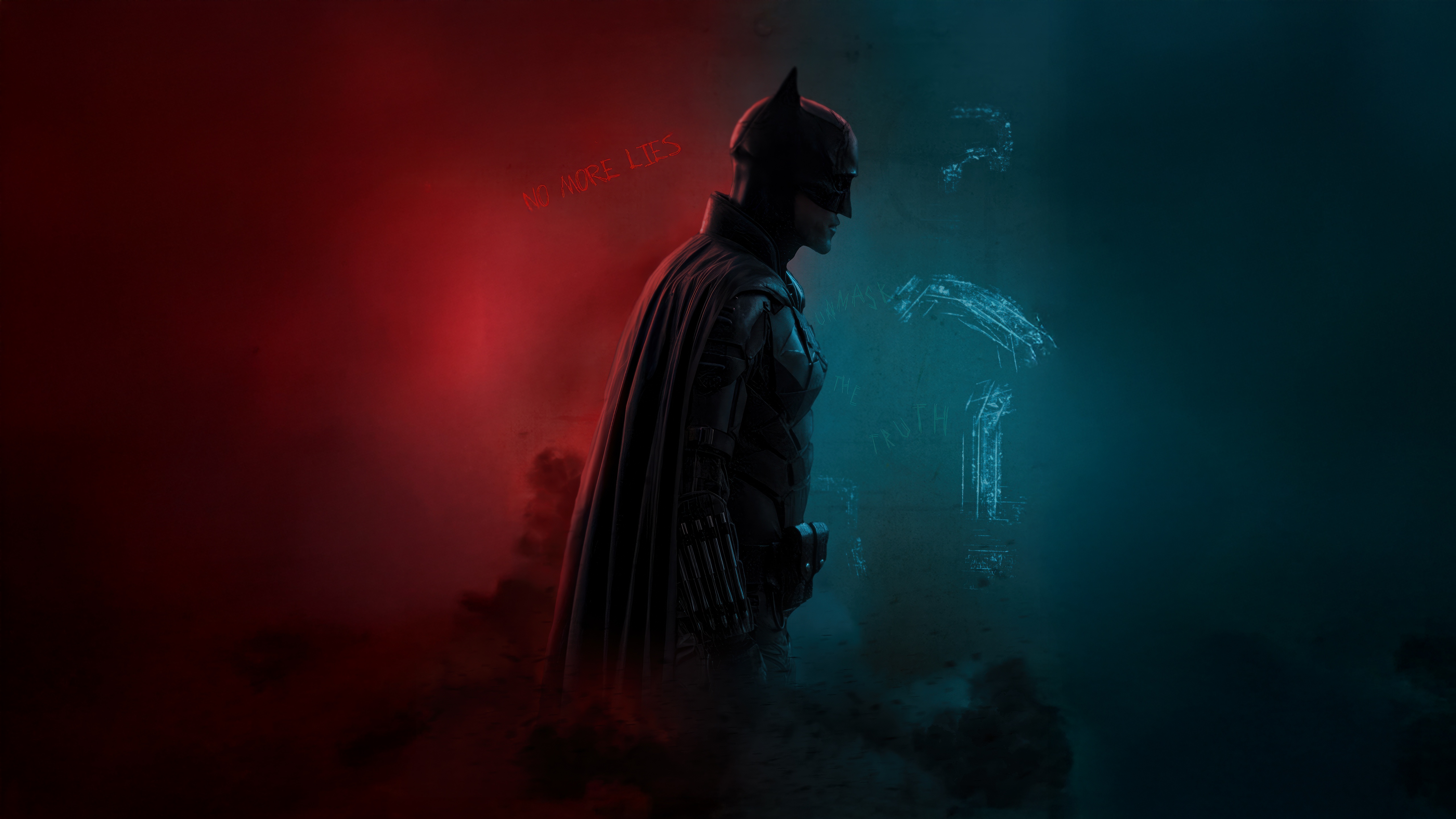 Batman in Red and Blue Lighting HD Wallpaper