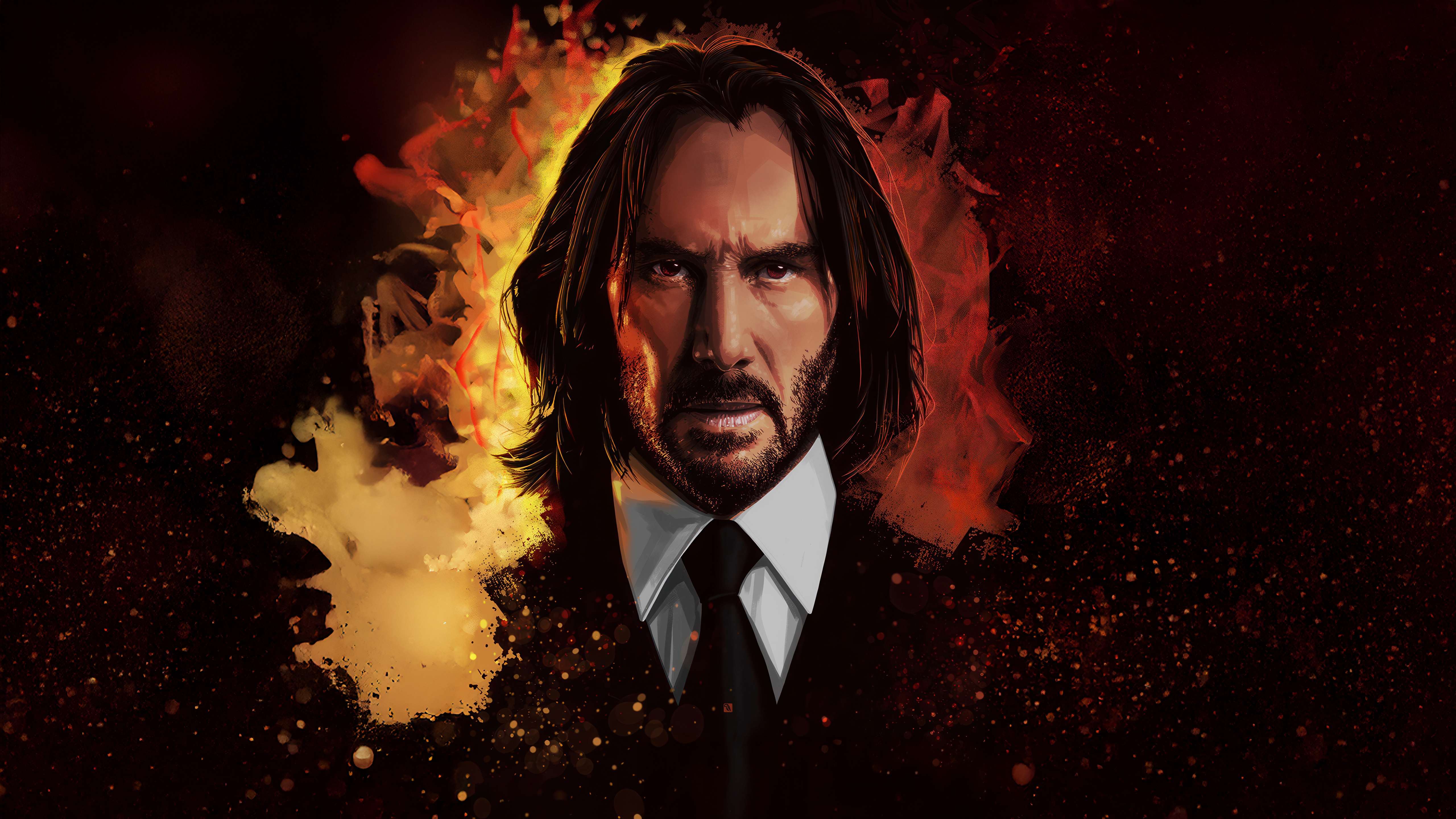 John Wick with Fiery Background HD Wallpaper