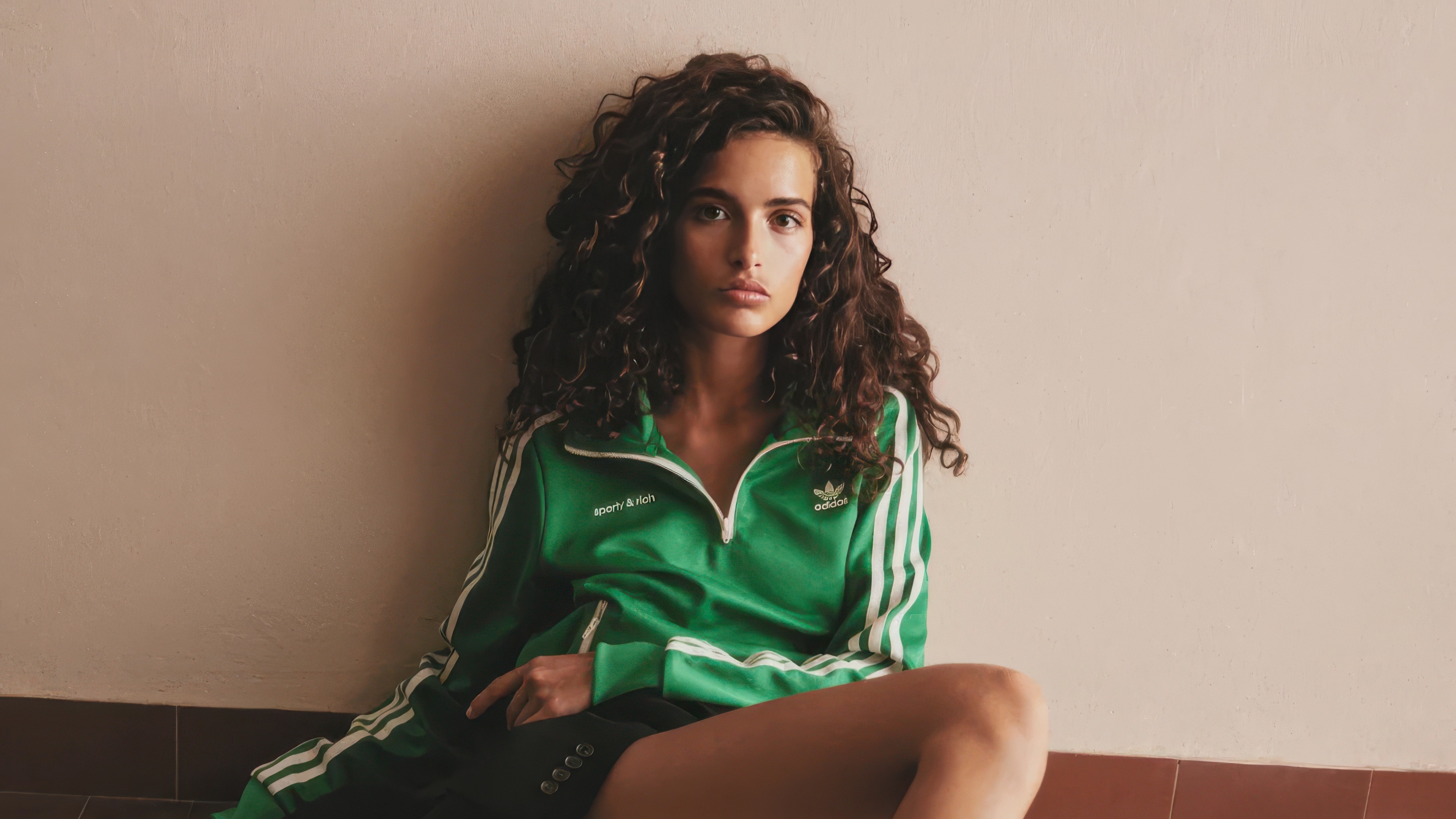 Girl in green Adidas Sporty & Rich jacket HD Wallpaper