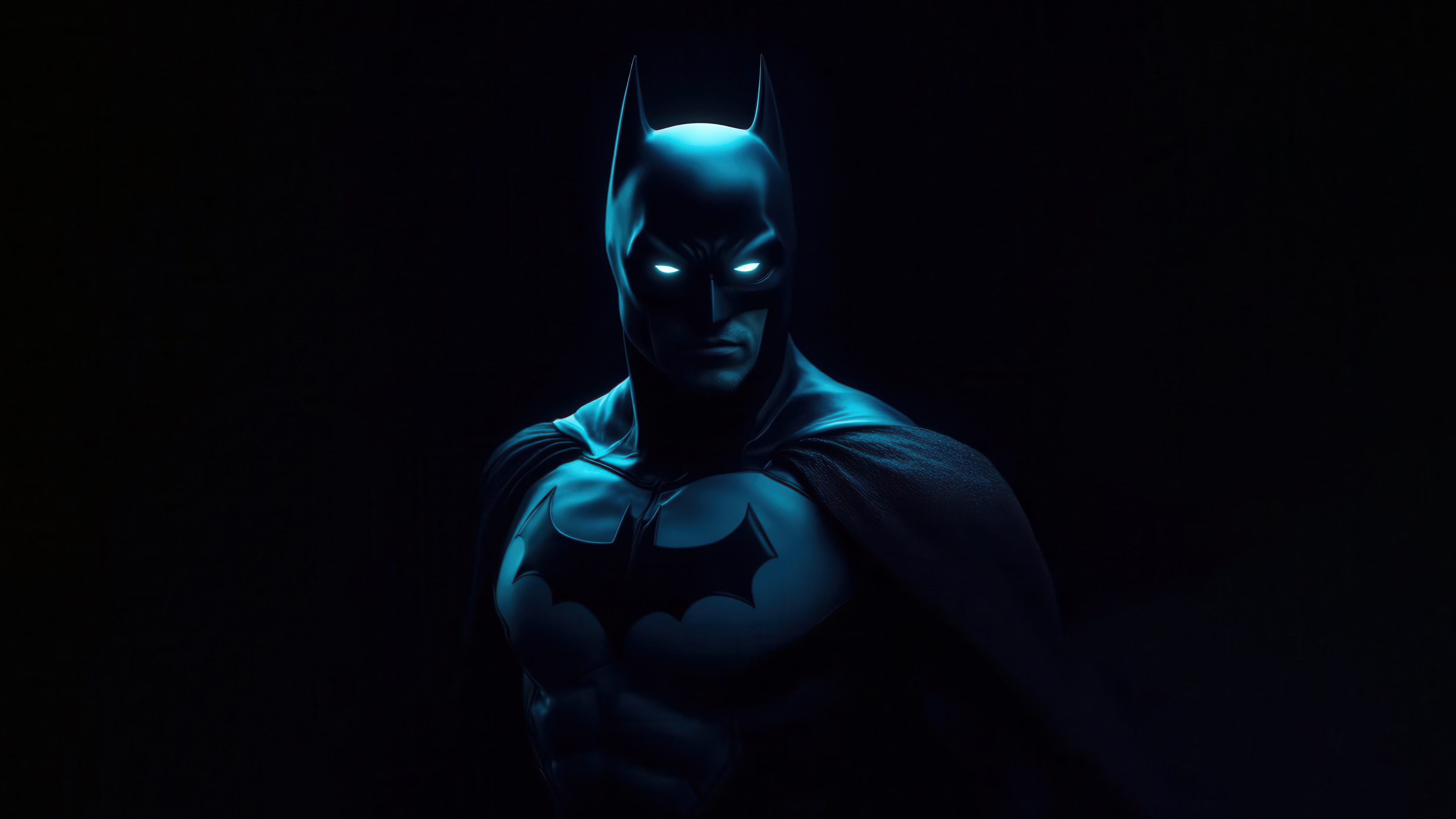 The Batman in the dark with glowing eyes HD Wallpaper