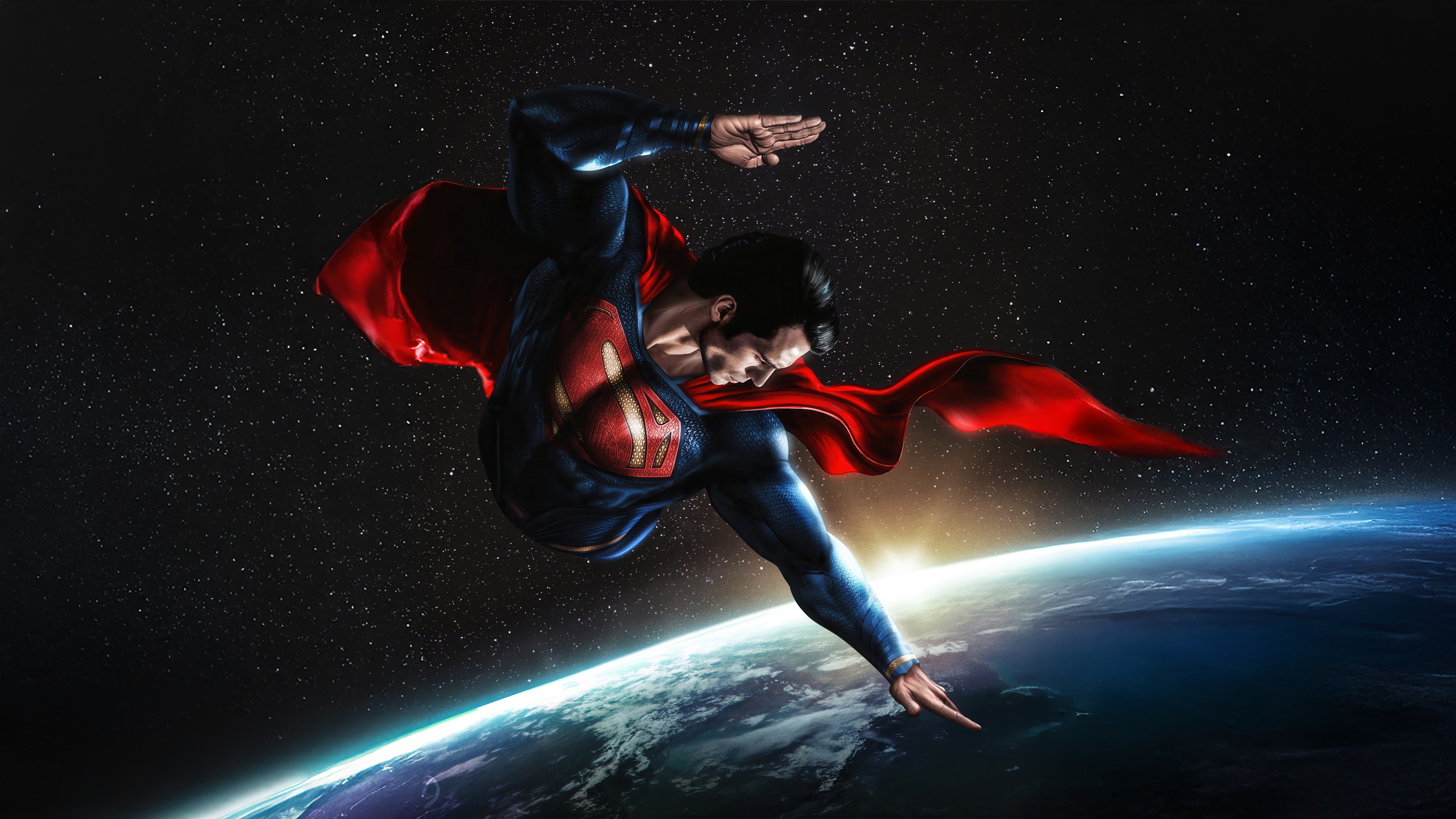 Superman flying over Earth in space HD Wallpaper
