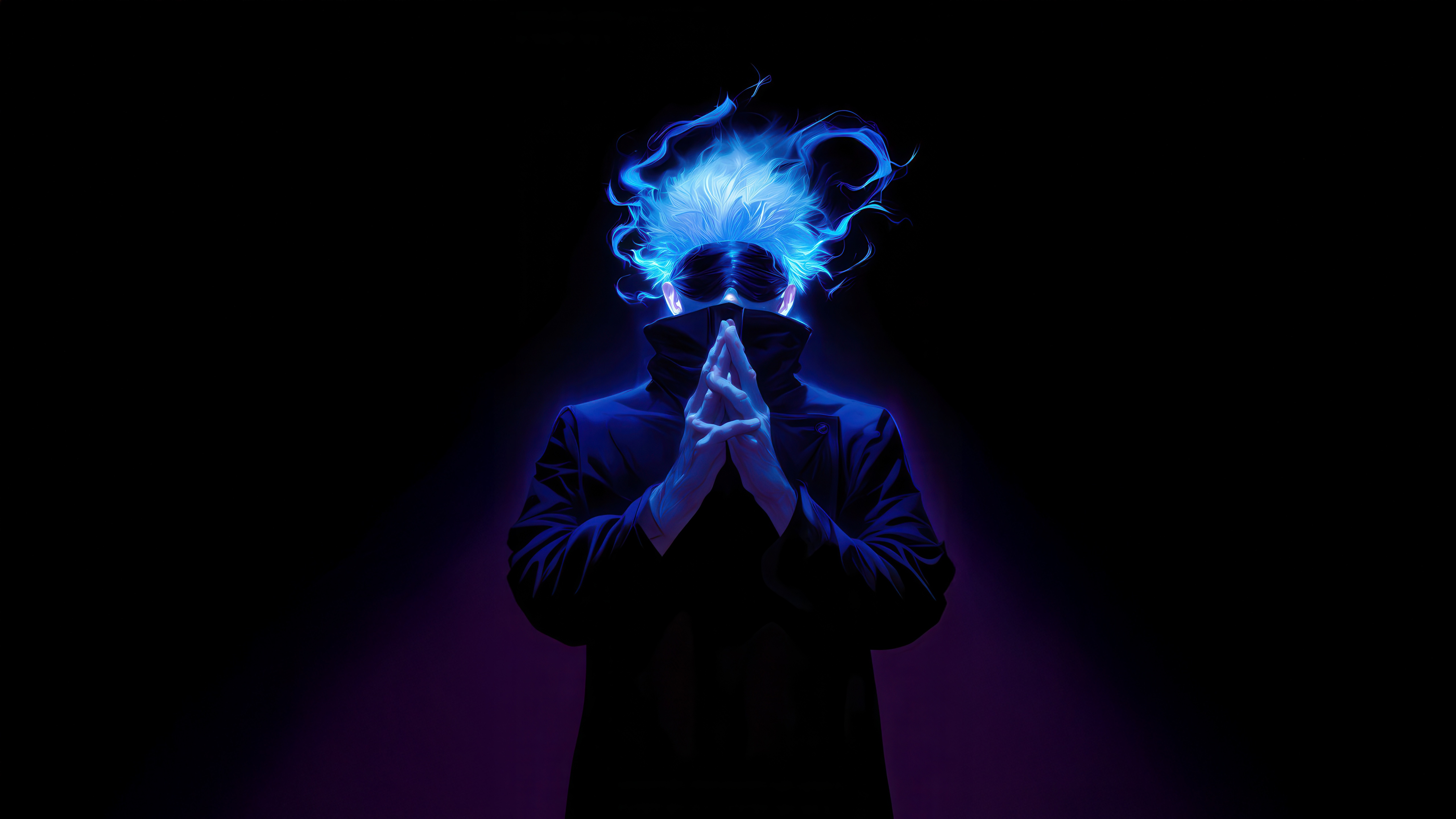 Satoru Gojo with Blue Flames HD Wallpaper