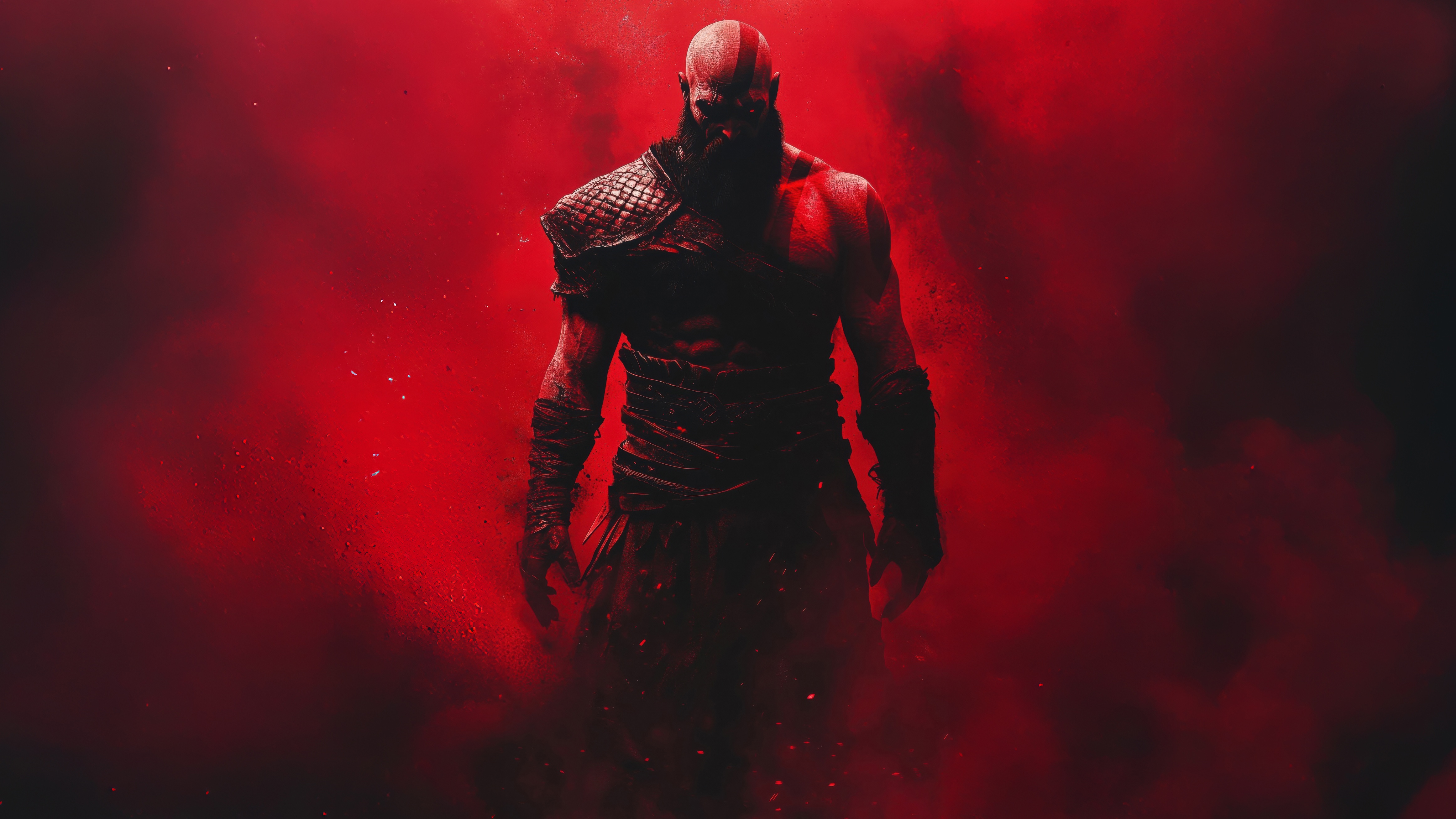 Kratos in red smoke HD Wallpaper