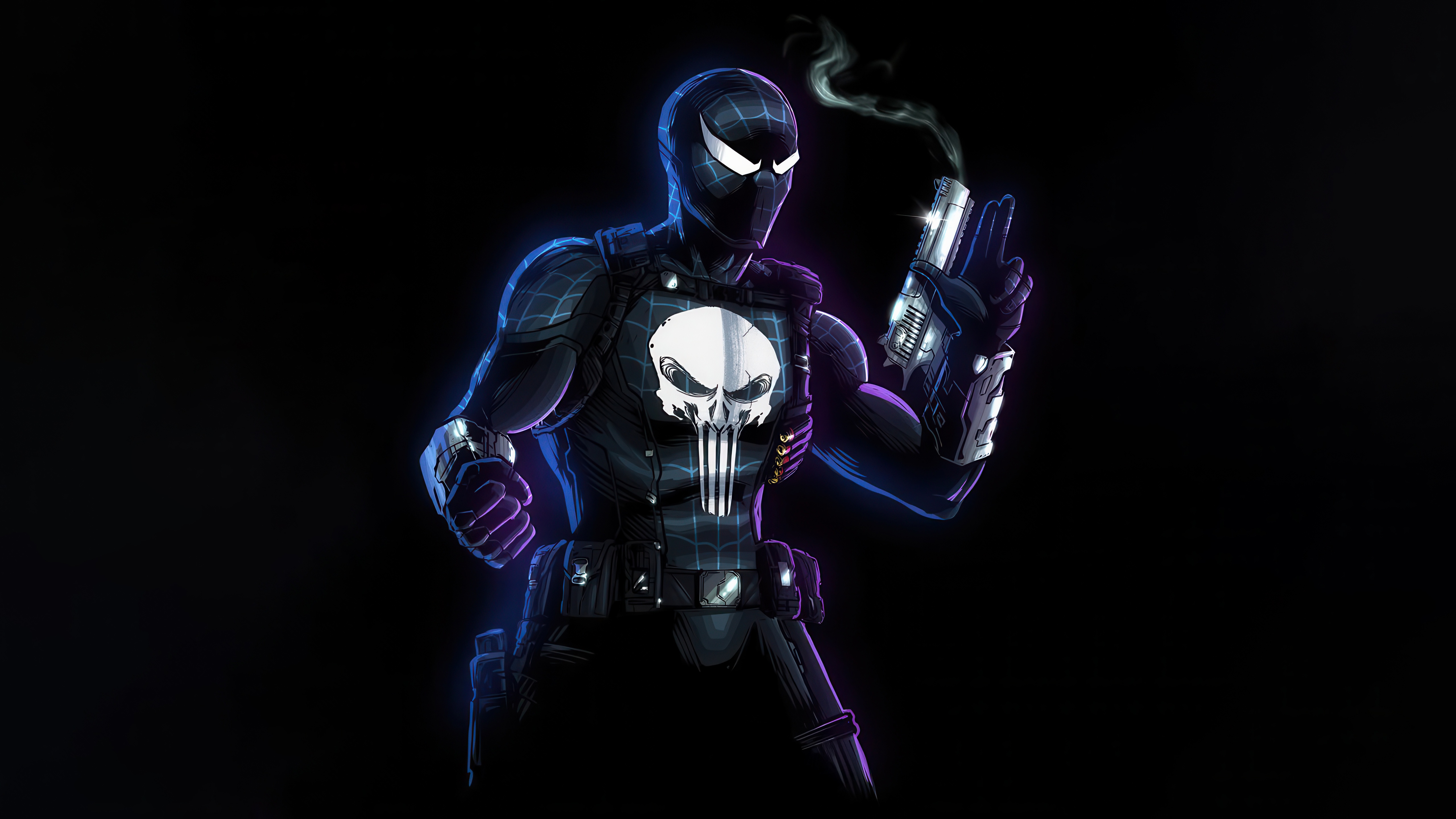 Spider-Man Punisher Hybrid Character Holding Gun HD Wallpaper