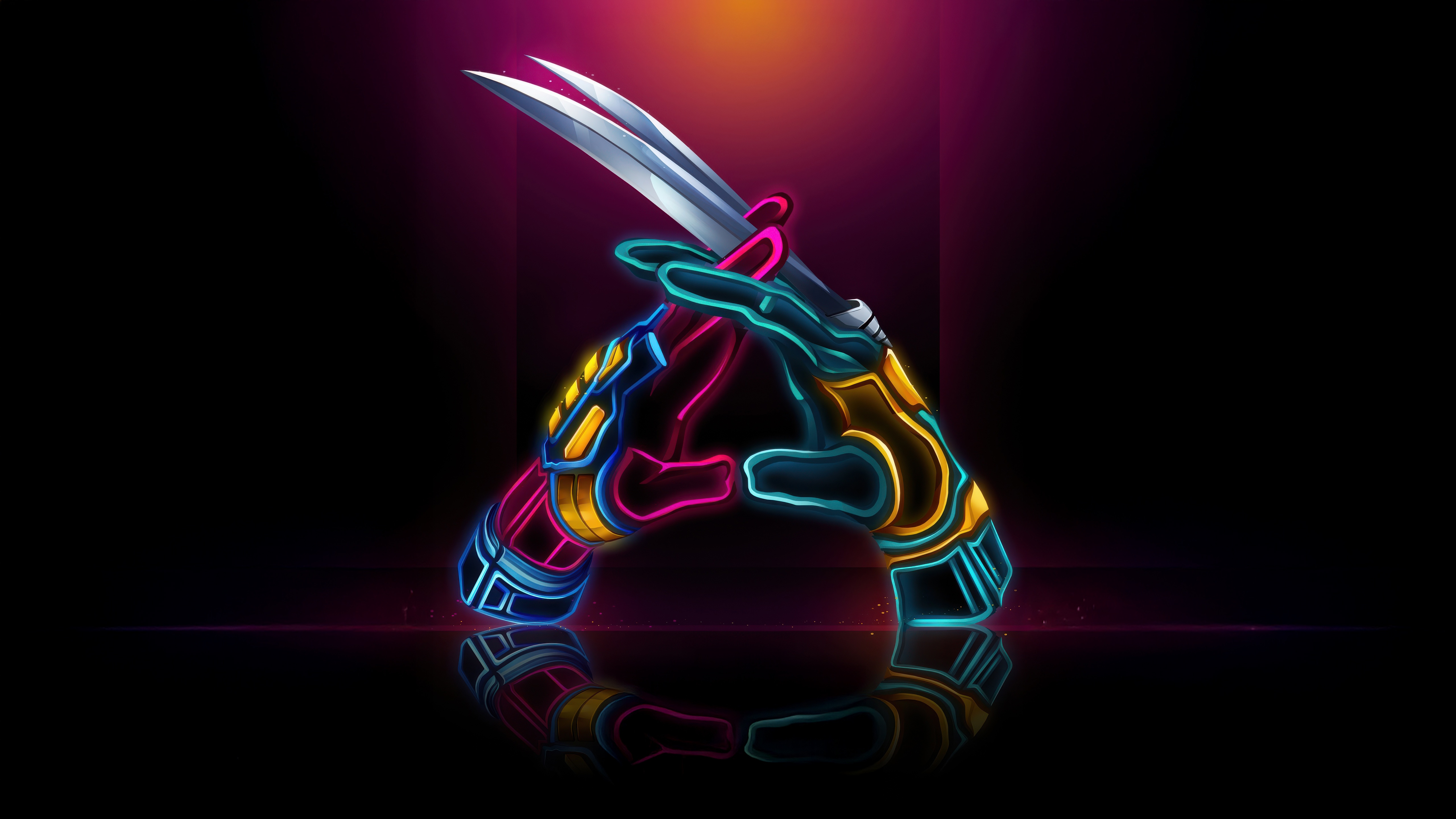 Deadpool and Wolverine Neon Hands HD Wallpaper