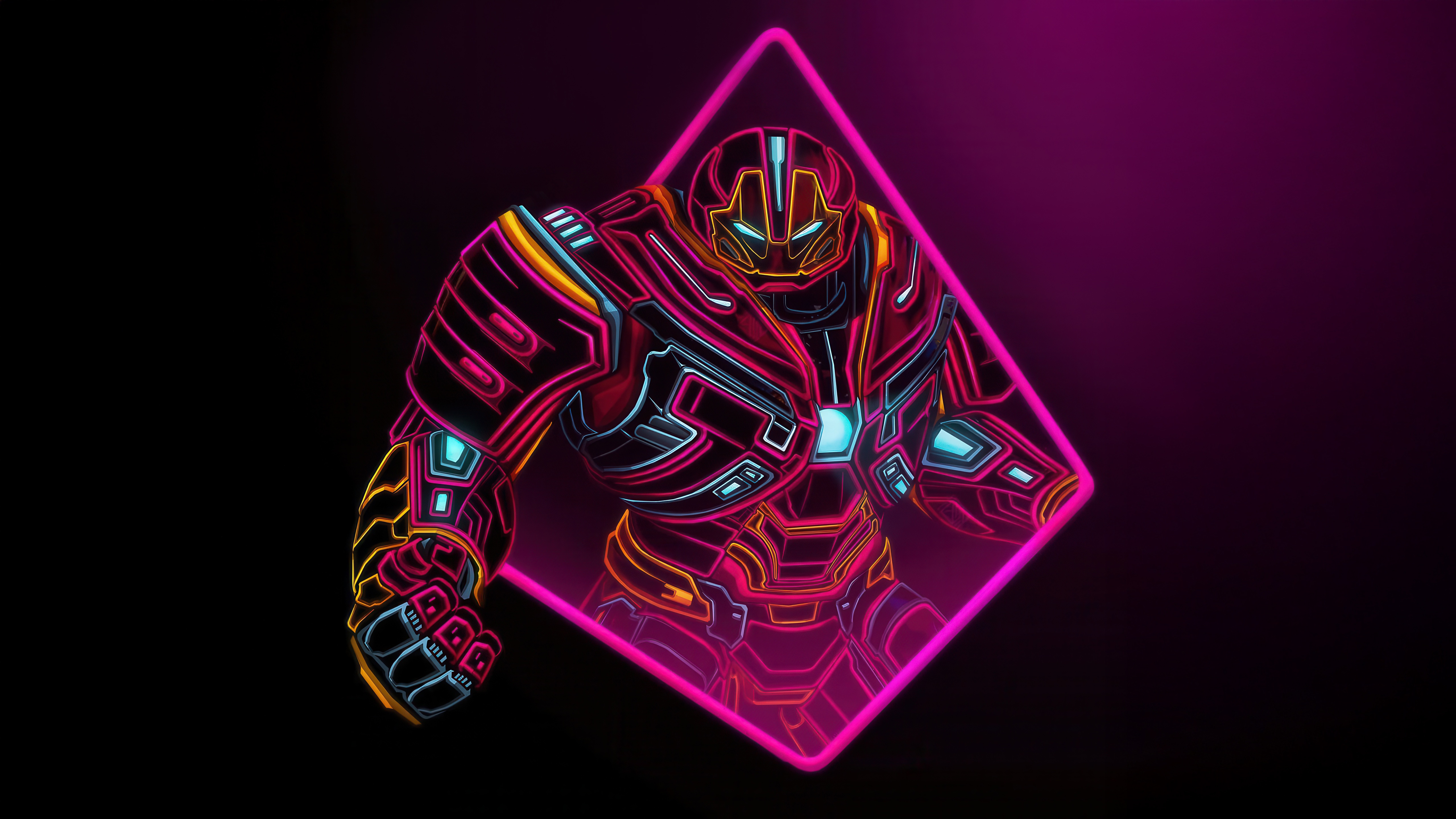 Hulkbuster Armor in Neon Outline HD Wallpaper