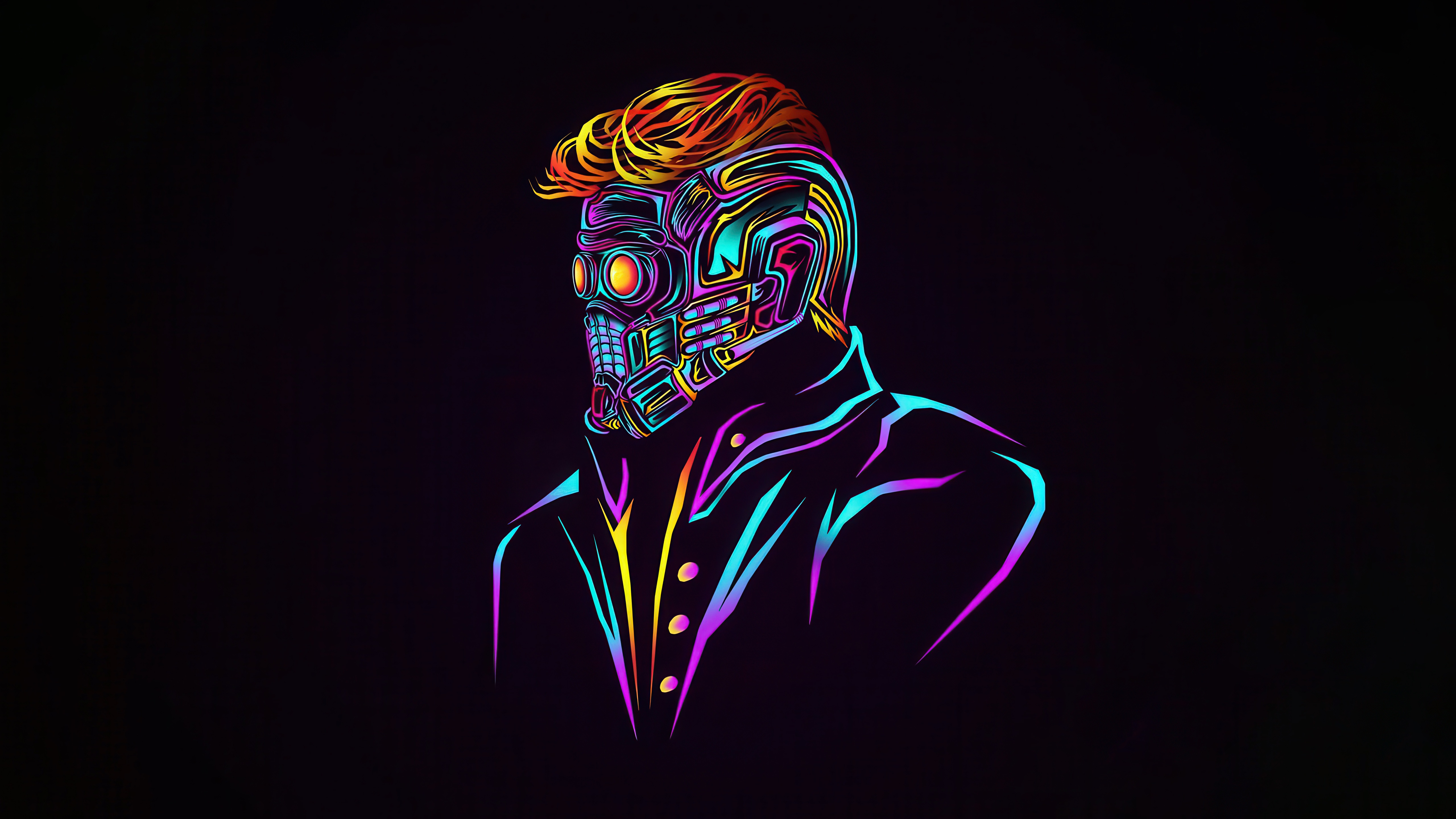 Star Lord in Neon Outline HD Wallpaper