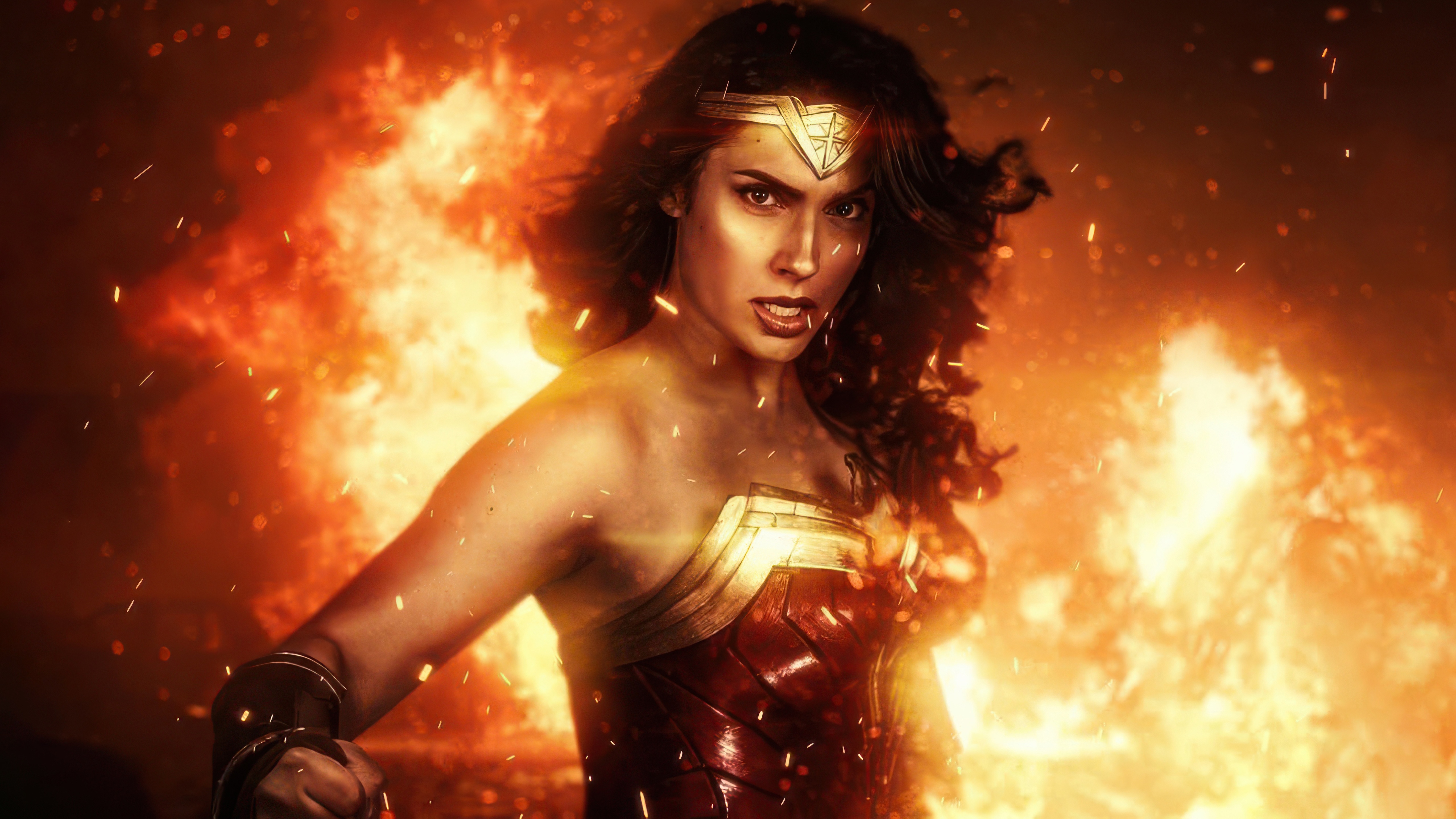 Wonder Woman in a fiery background HD Wallpaper