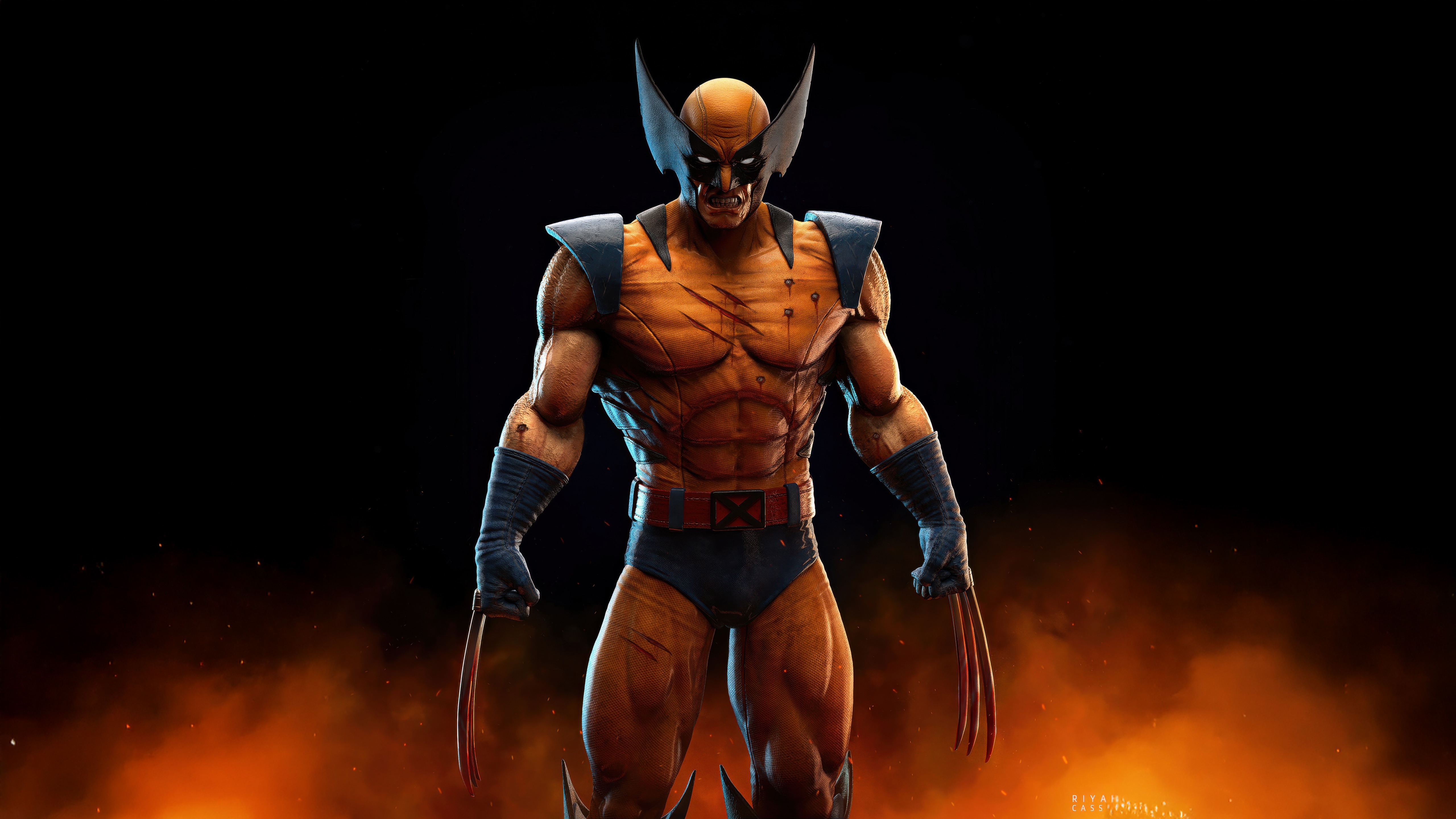 Wolverine standing with claws extended HD Wallpaper