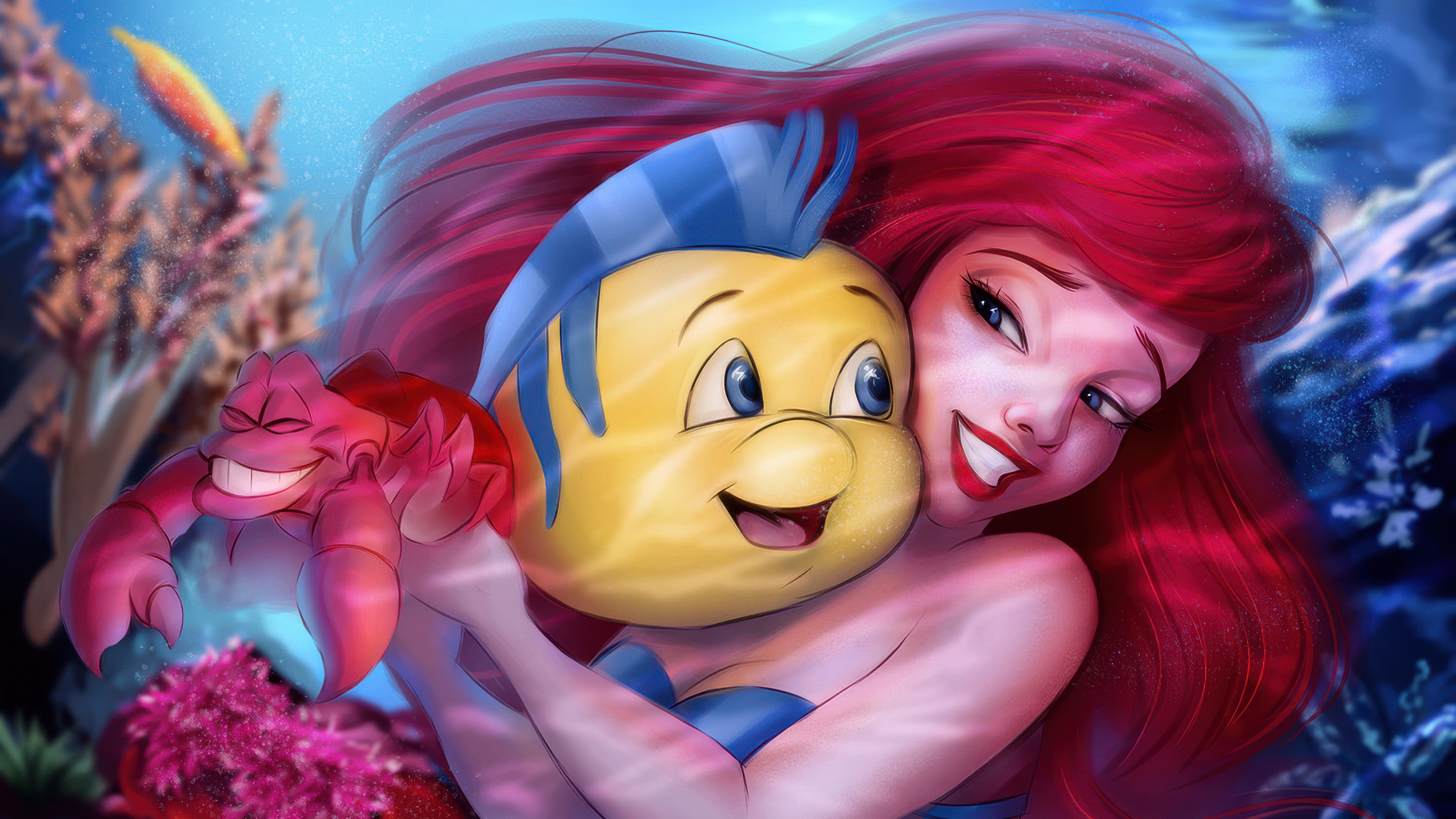 Ariel and Flounder from The Little Mermaid HD Wallpaper