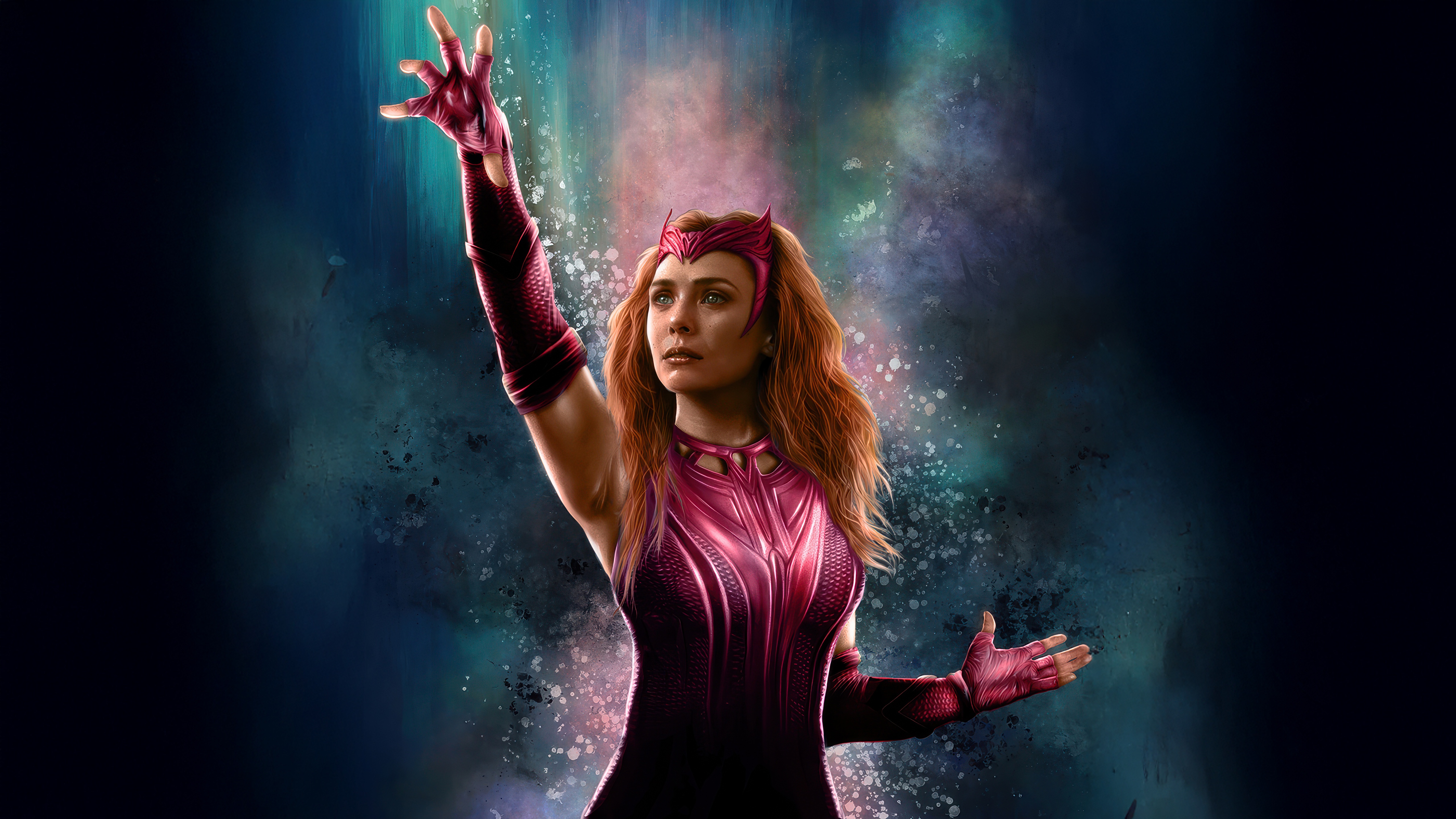 Scarlet Witch in Red Costume HD Wallpaper