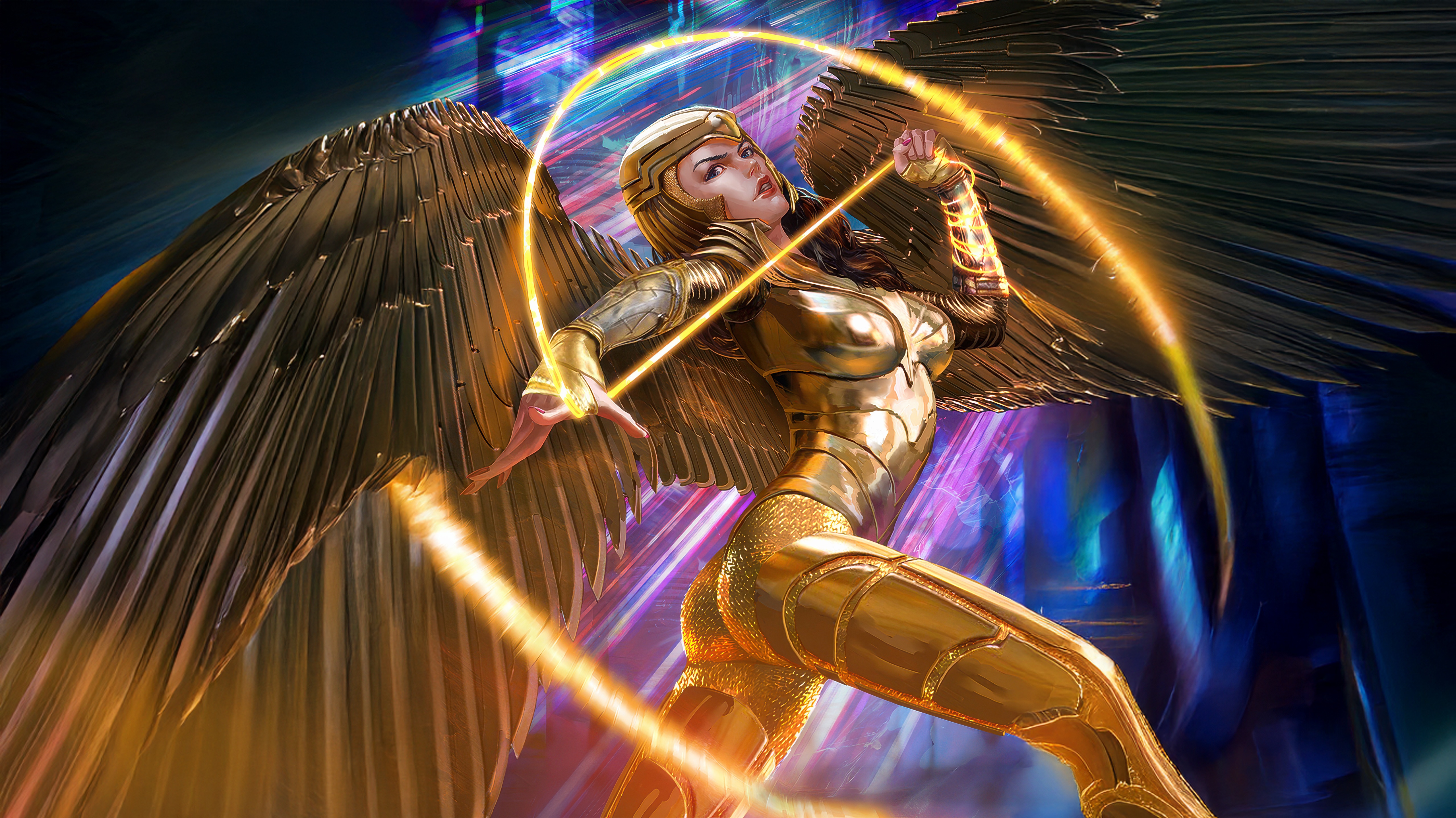 Wonder Woman with Golden Wings and Lasso HD Wallpaper