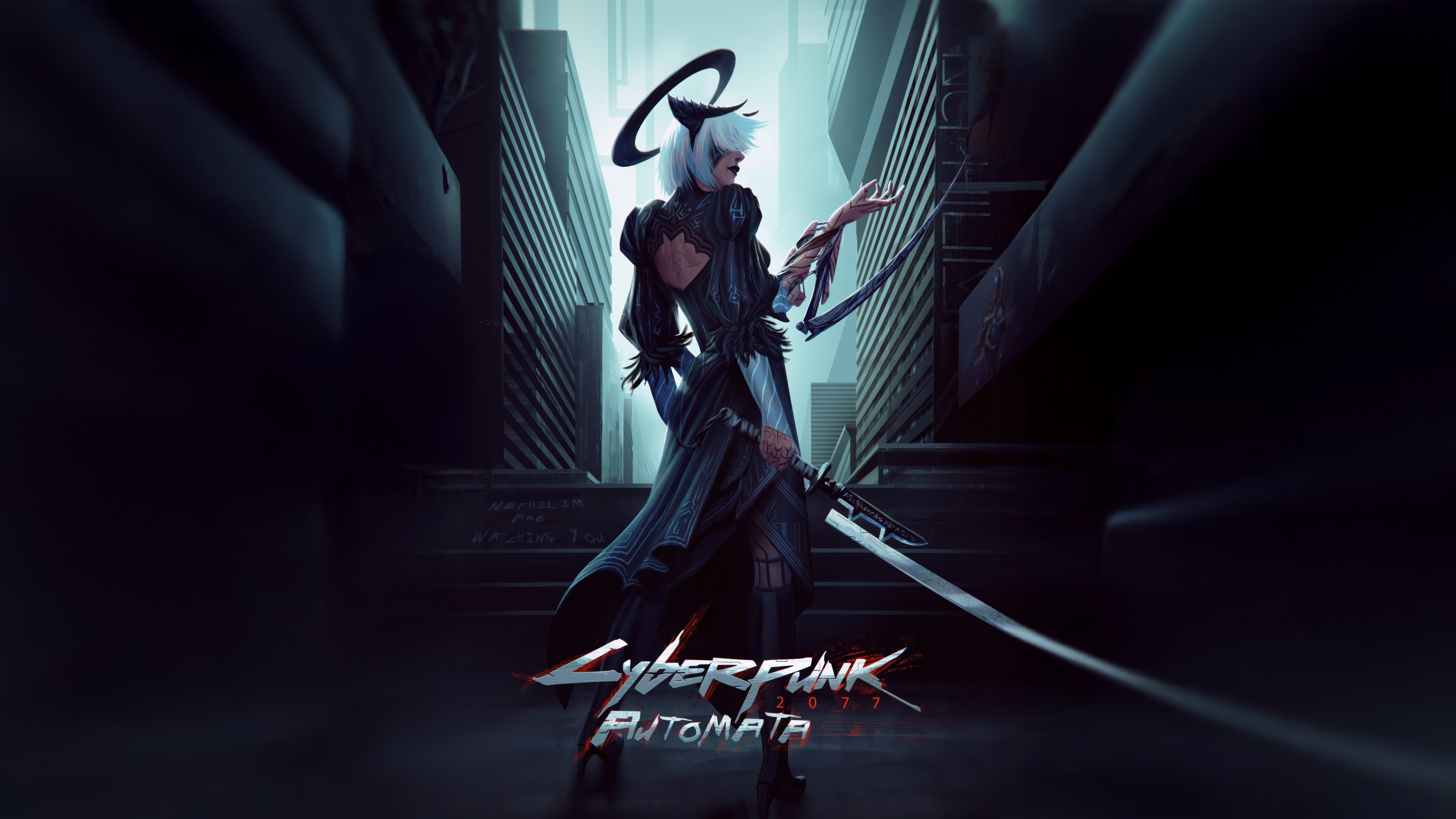 Cyberpunk 2077 x Nier Automata Crossover Art HD Wallpaper