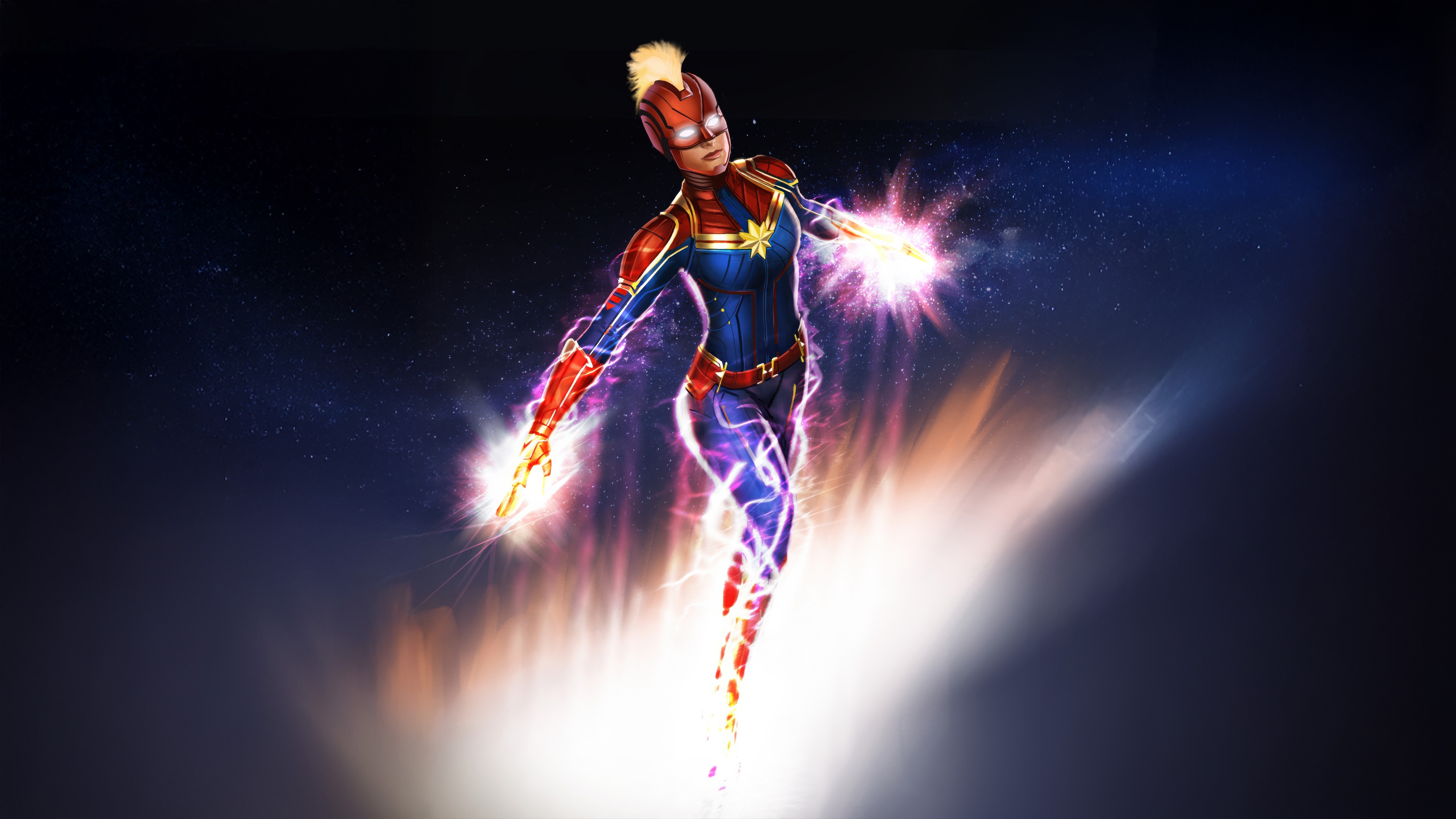 Captain Marvel in Starforce Suit with Energy Powers HD Wallpaper