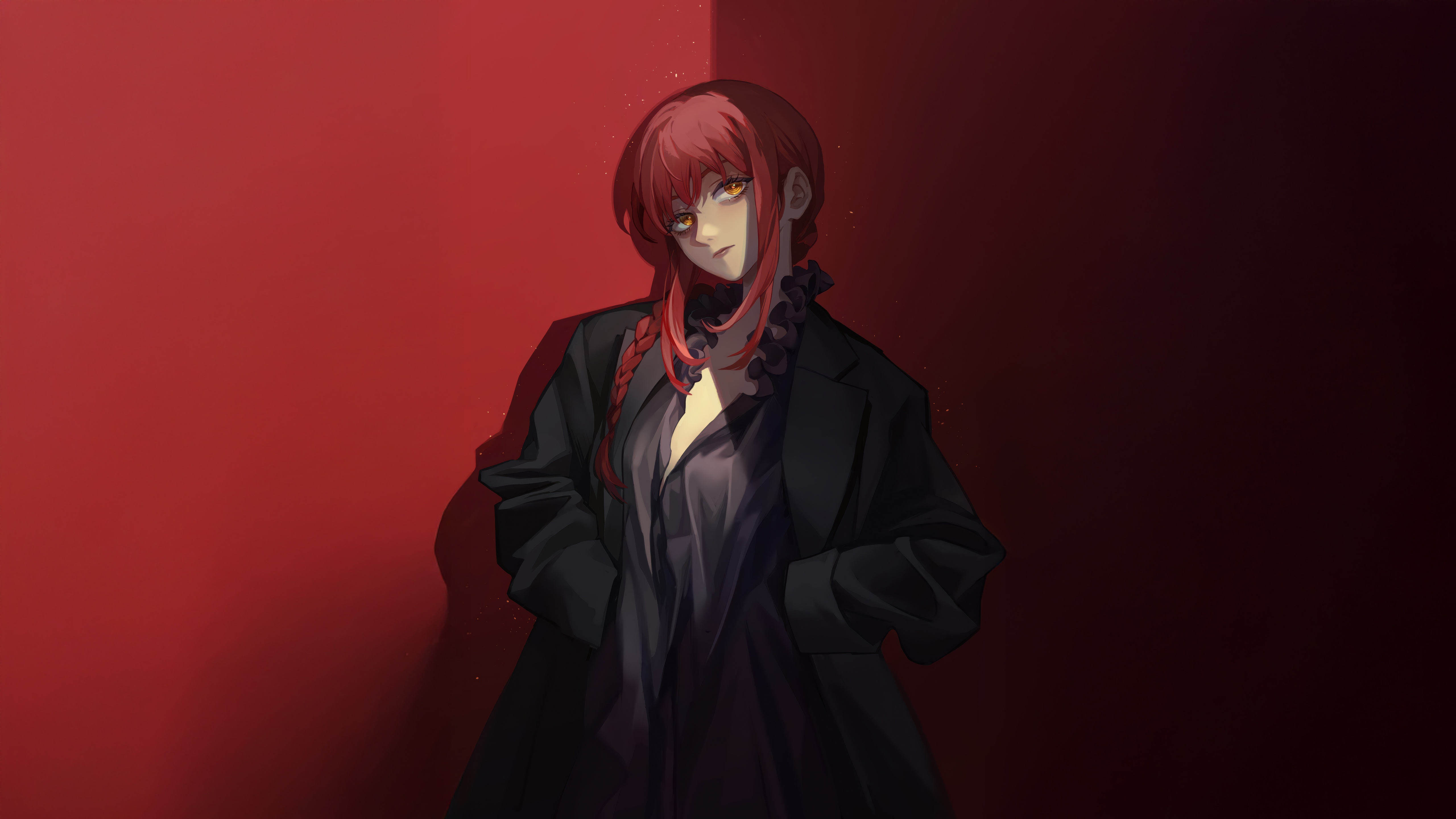 Makima from Chainsaw Man in a dark outfit HD Wallpaper