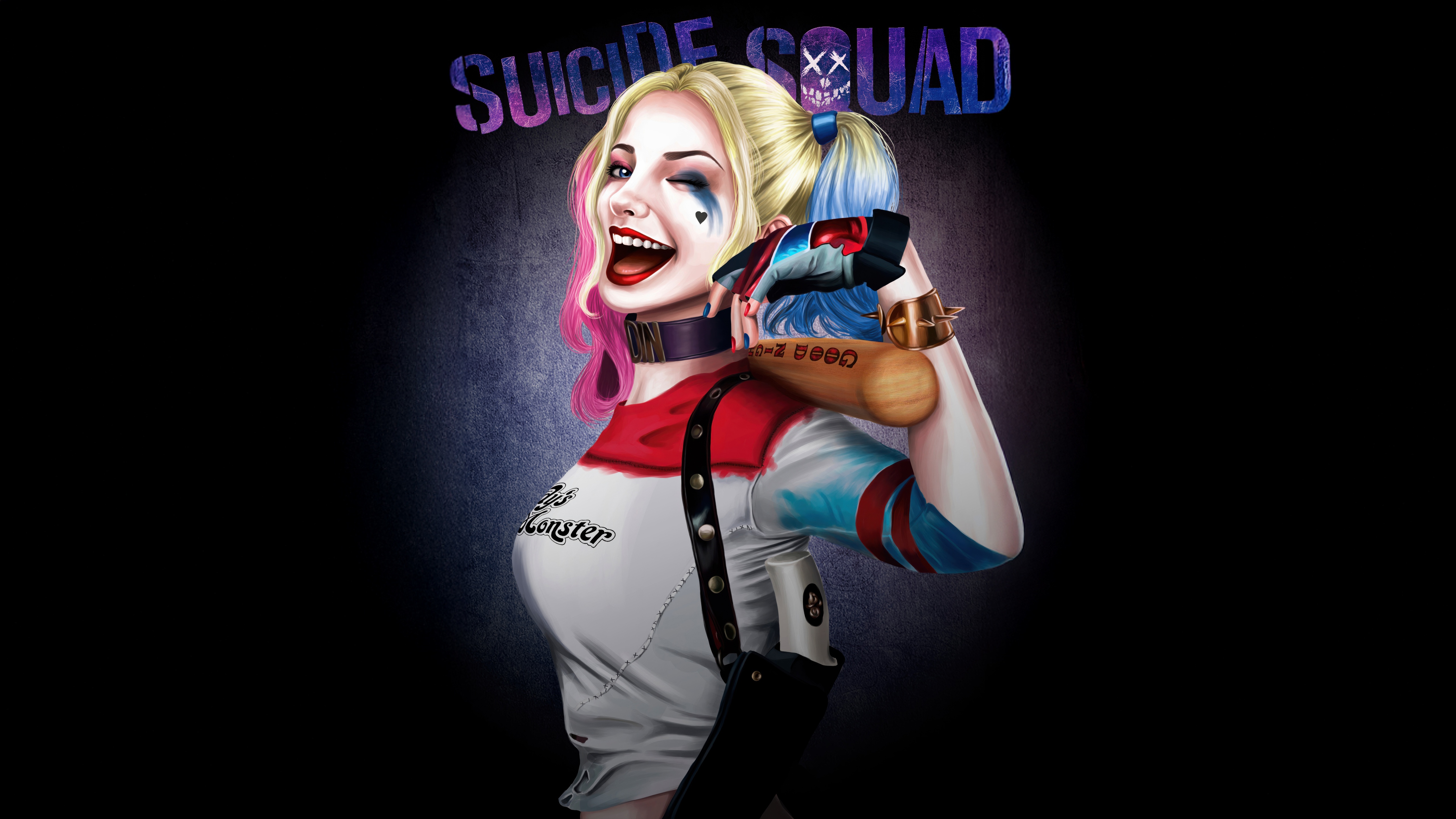Harley Quinn from Suicide Squad holding a baseball bat HD Wallpaper