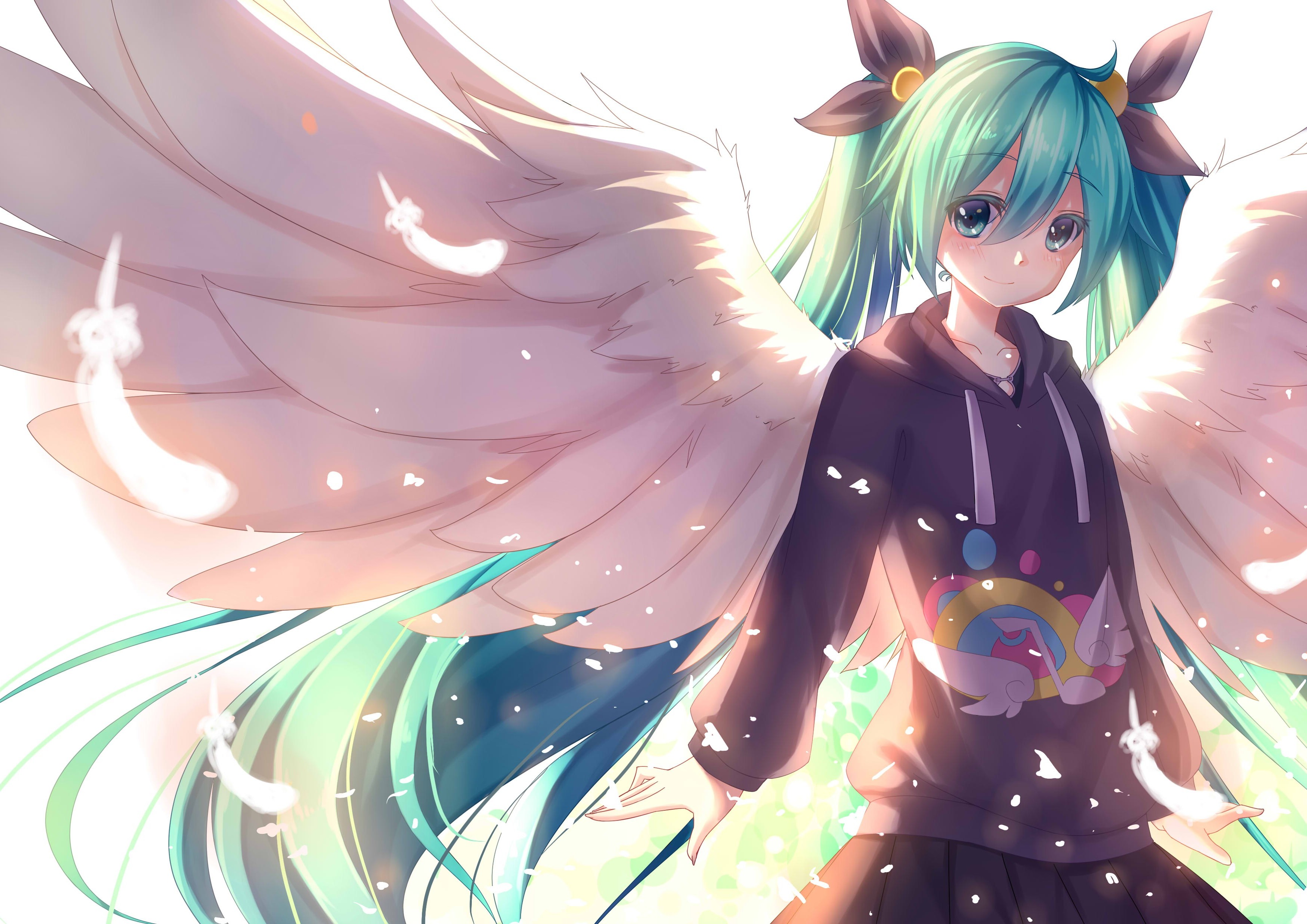 Hatsune Miku with Angel Wings HD Wallpaper