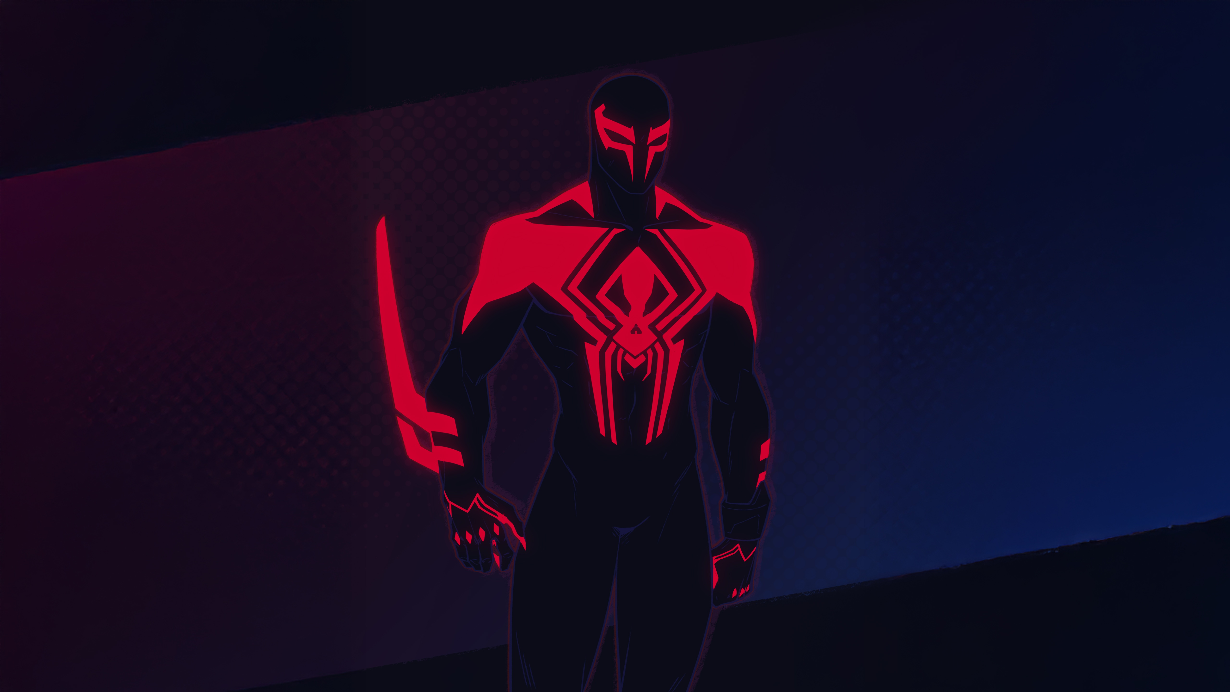 Spider-Man 2099 in a dark, futuristic setting HD Wallpaper