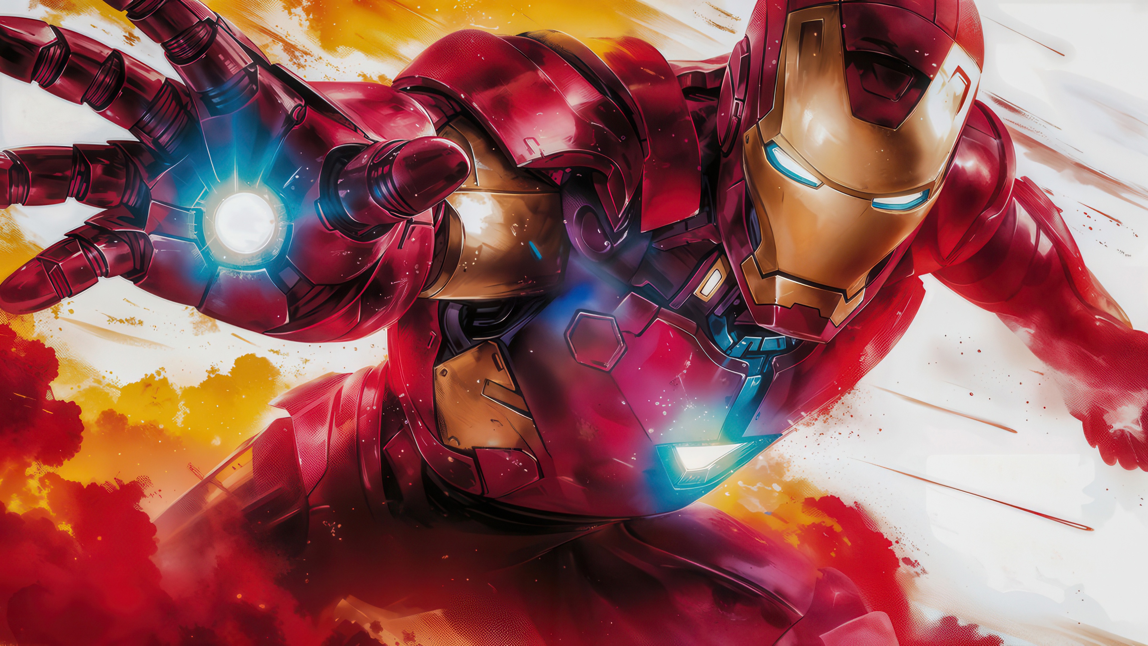 Iron Man firing repulsor ray HD Wallpaper