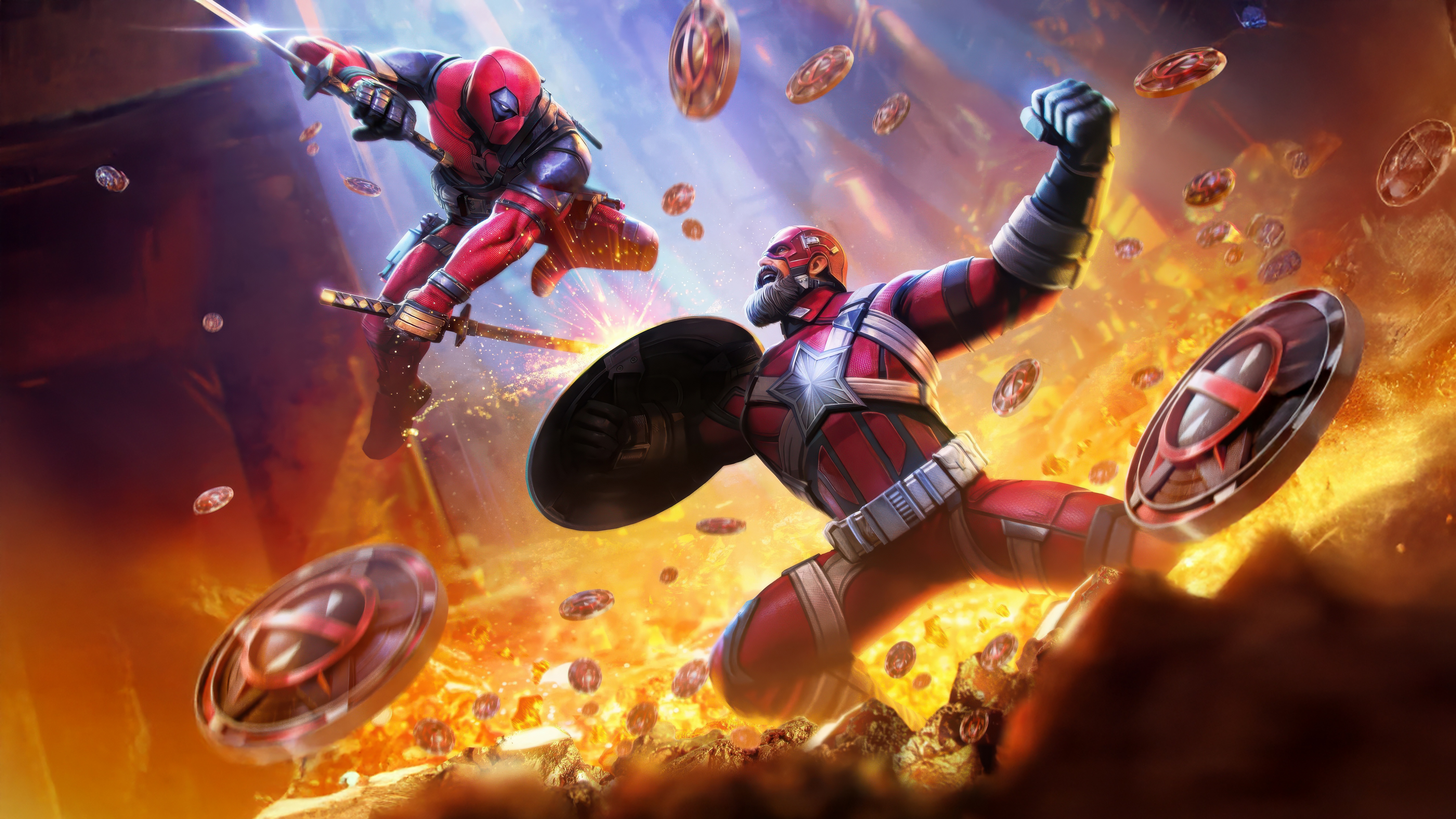 Red Guardian vs. Deadpool in Marvel Contest of Champions HD Wallpaper