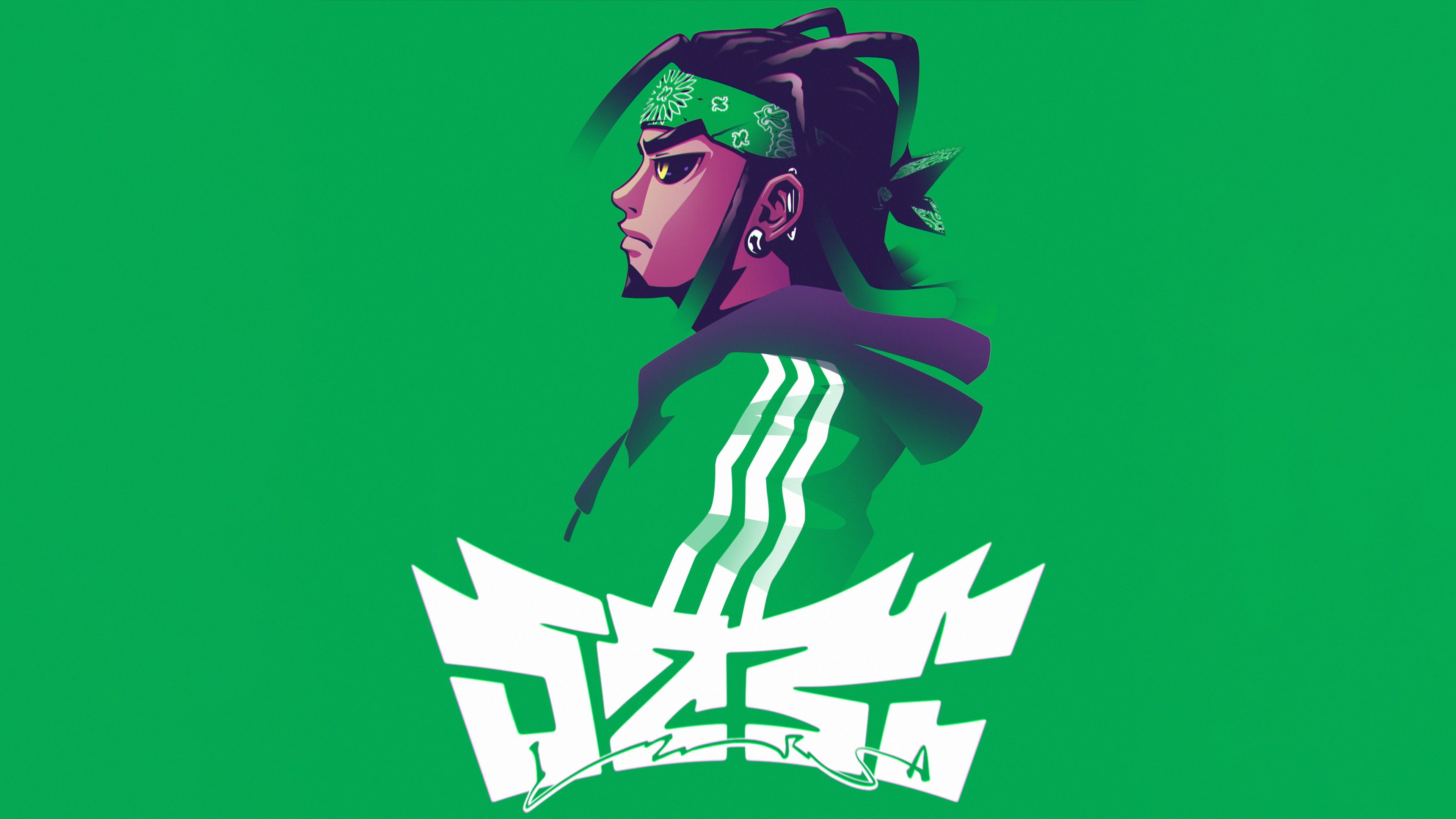 Rapper with green bandana and Adidas tracksuit HD Wallpaper