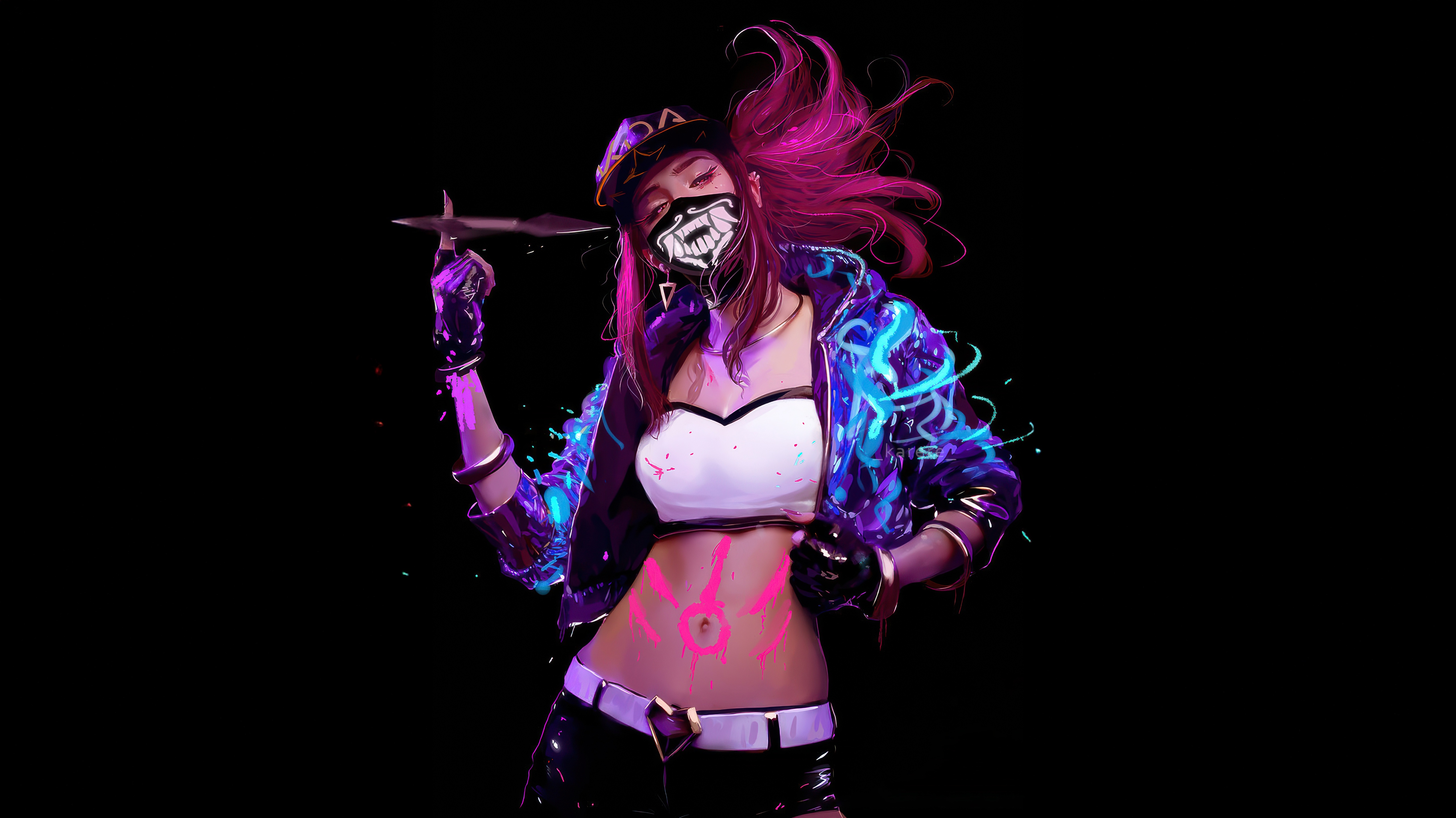 KDA Akali with a throwing knife HD Wallpaper