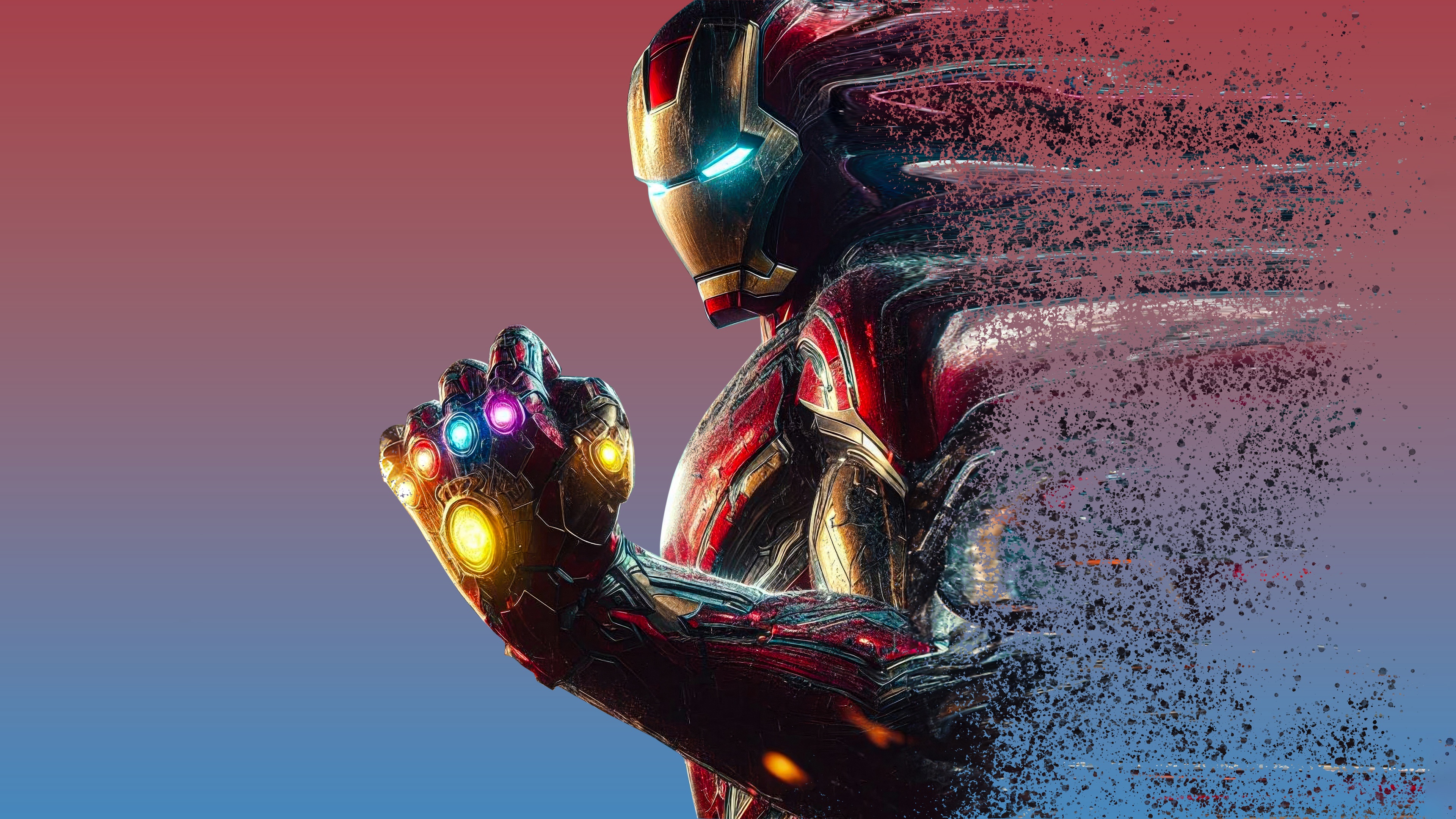 Iron Man with Infinity Gauntlet disintegrating HD Wallpaper
