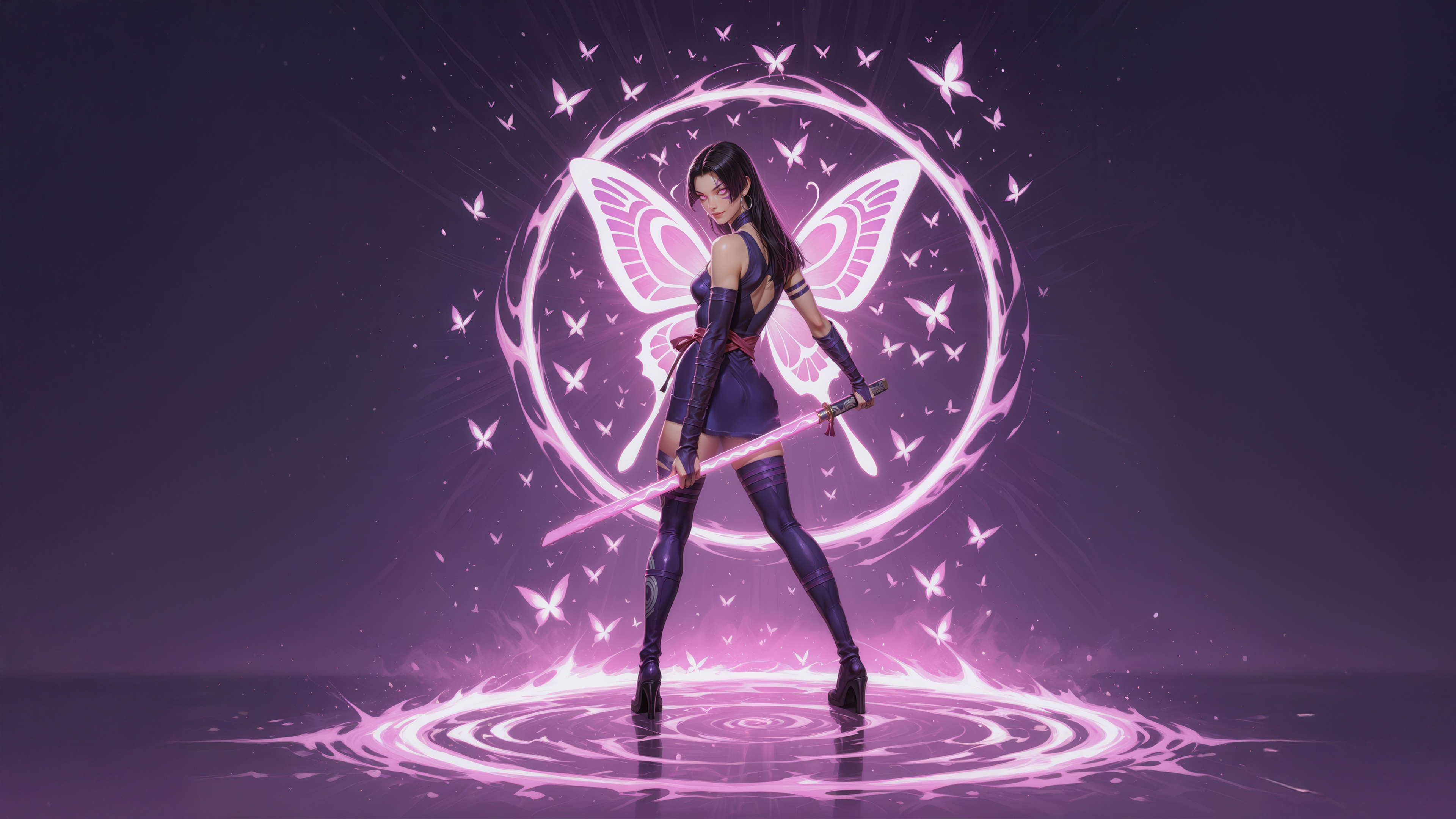 Psylocke with Butterfly Wings and Katana HD Wallpaper