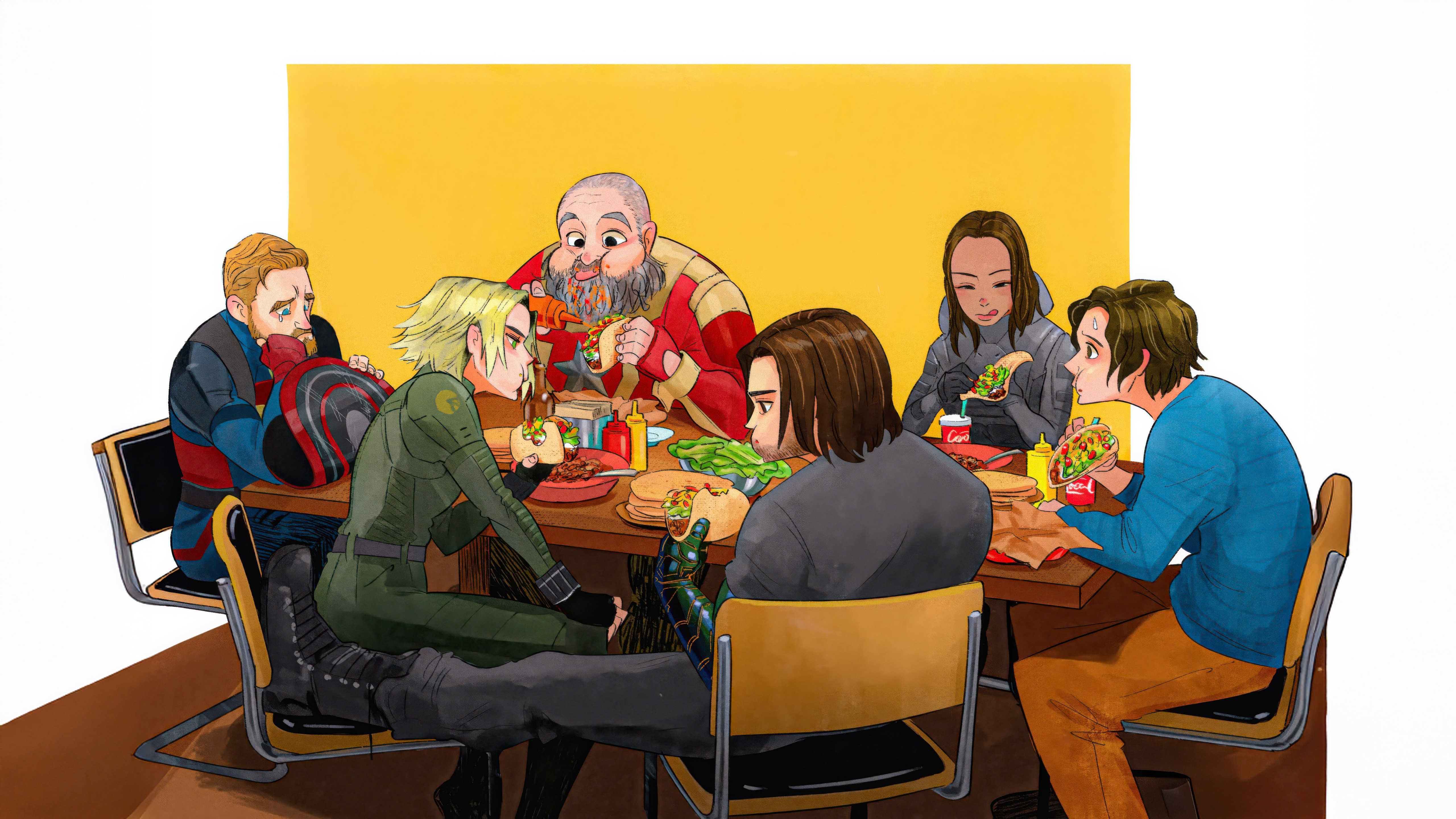 Thunderbolts Team Eating Tacos After A Win HD Wallpaper