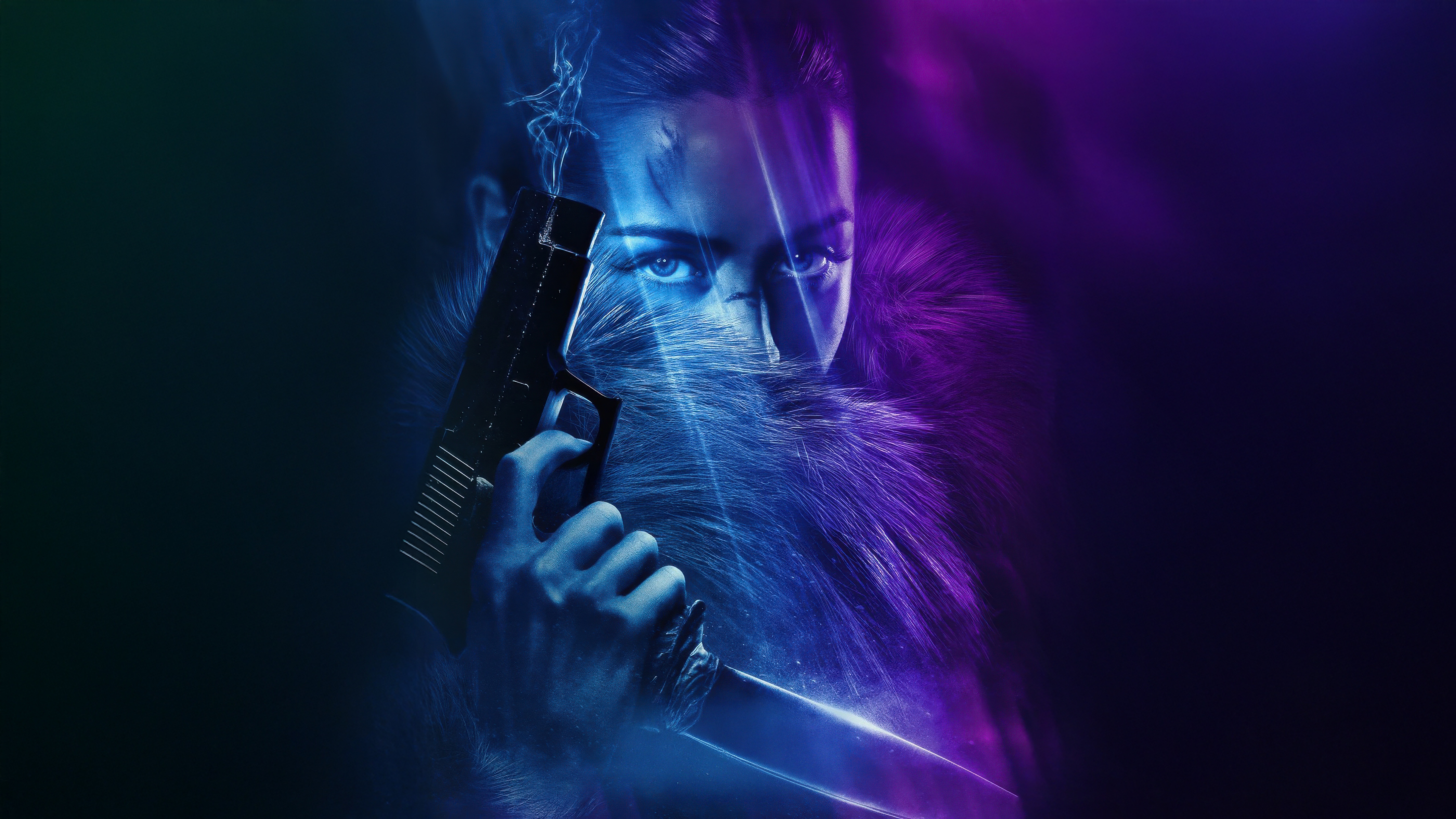 Woman with Gun and Knife HD Wallpaper