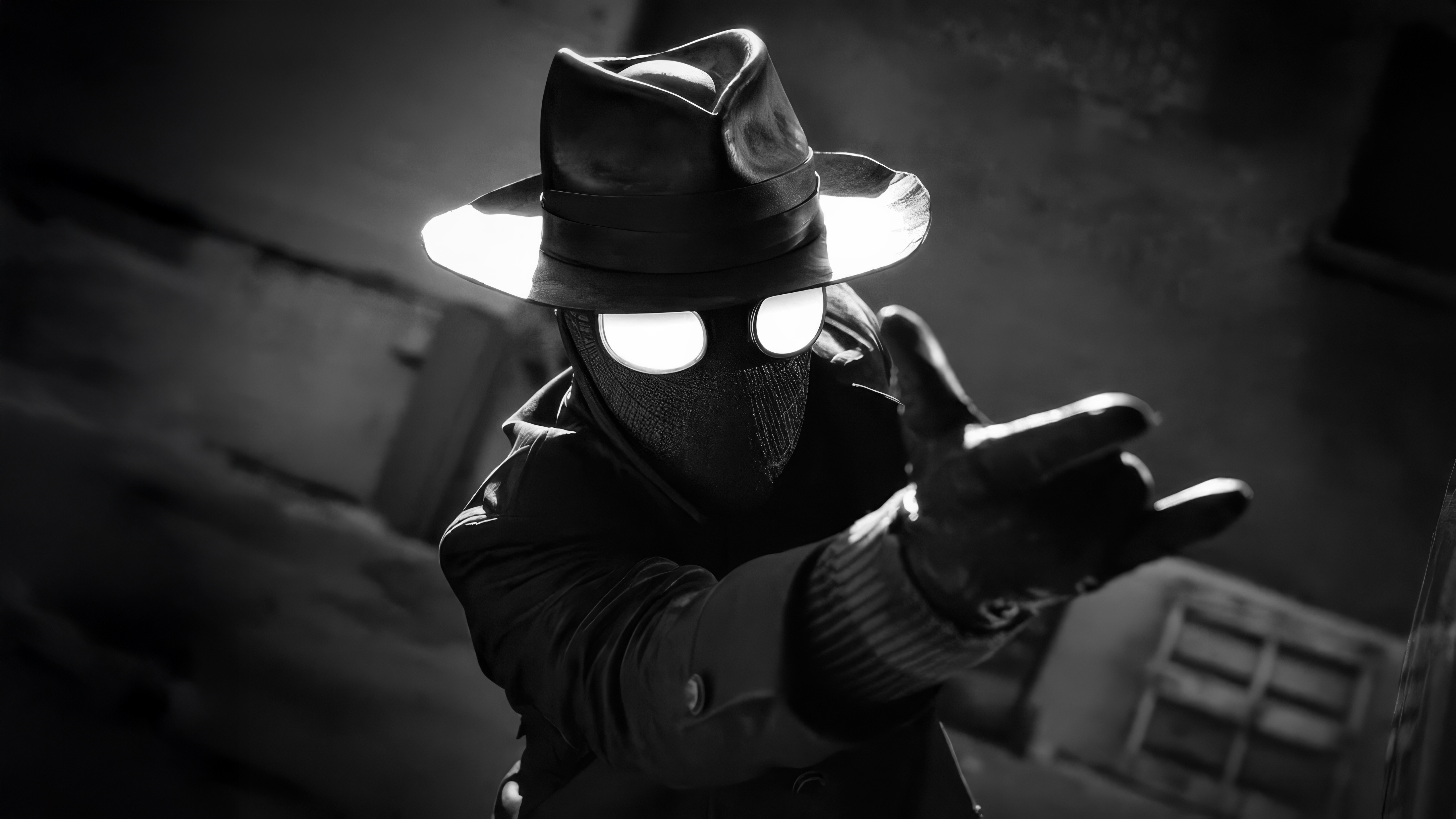 Spider-Man Noir in black and white HD Wallpaper