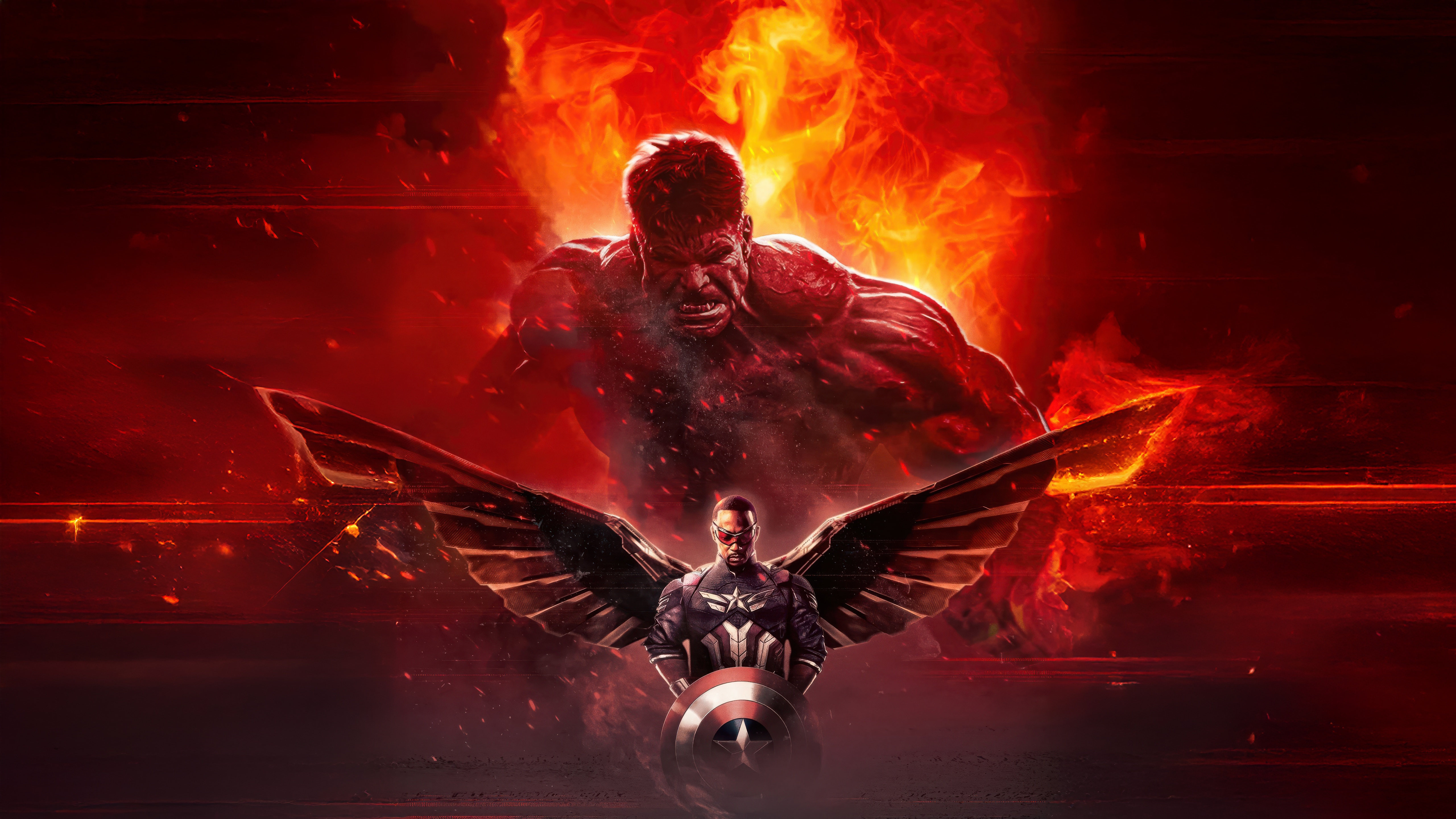 Red Hulk and Captain America HD Wallpaper