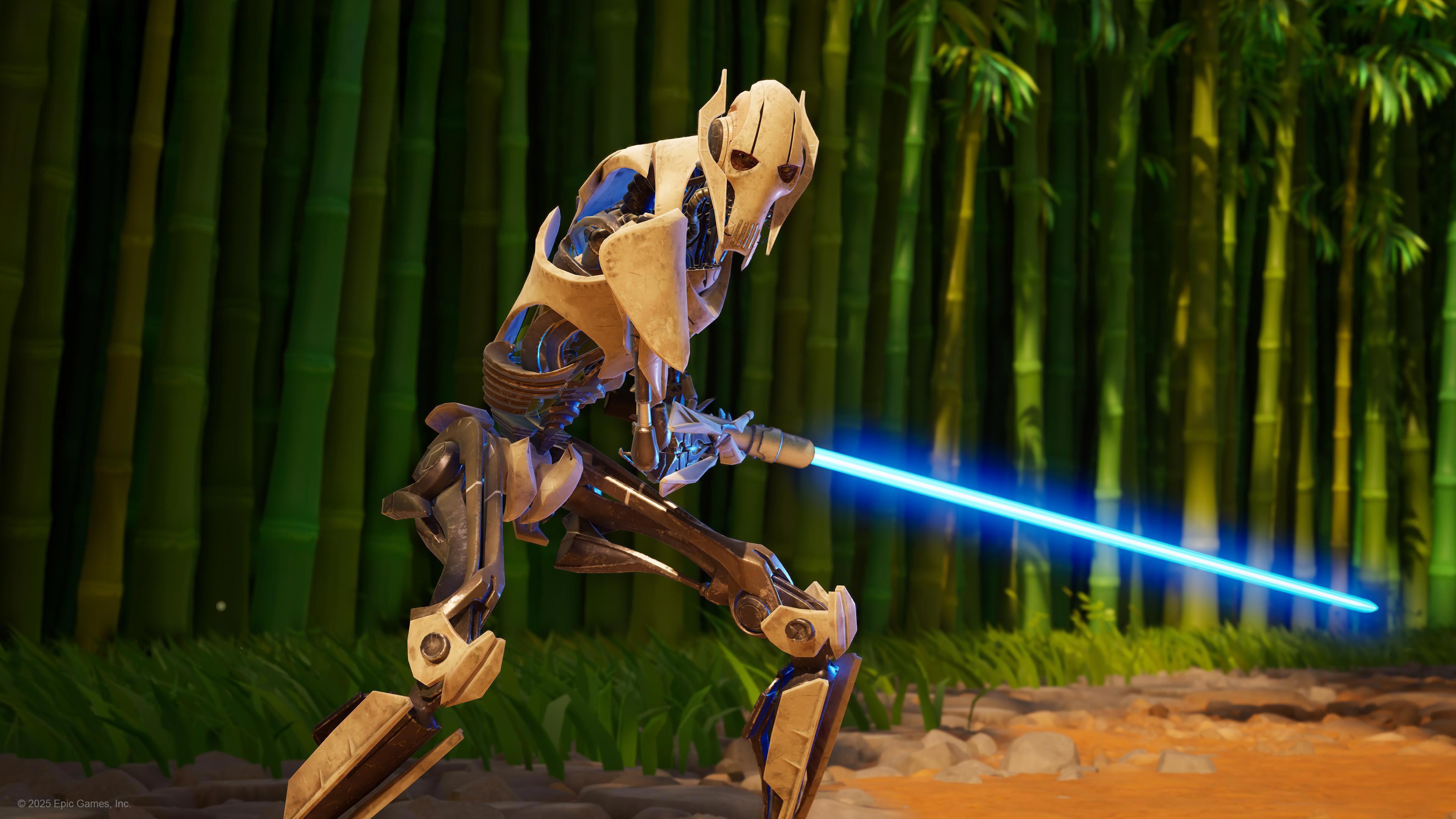 General Grievous with a blue lightsaber in Fortnite HD Wallpaper