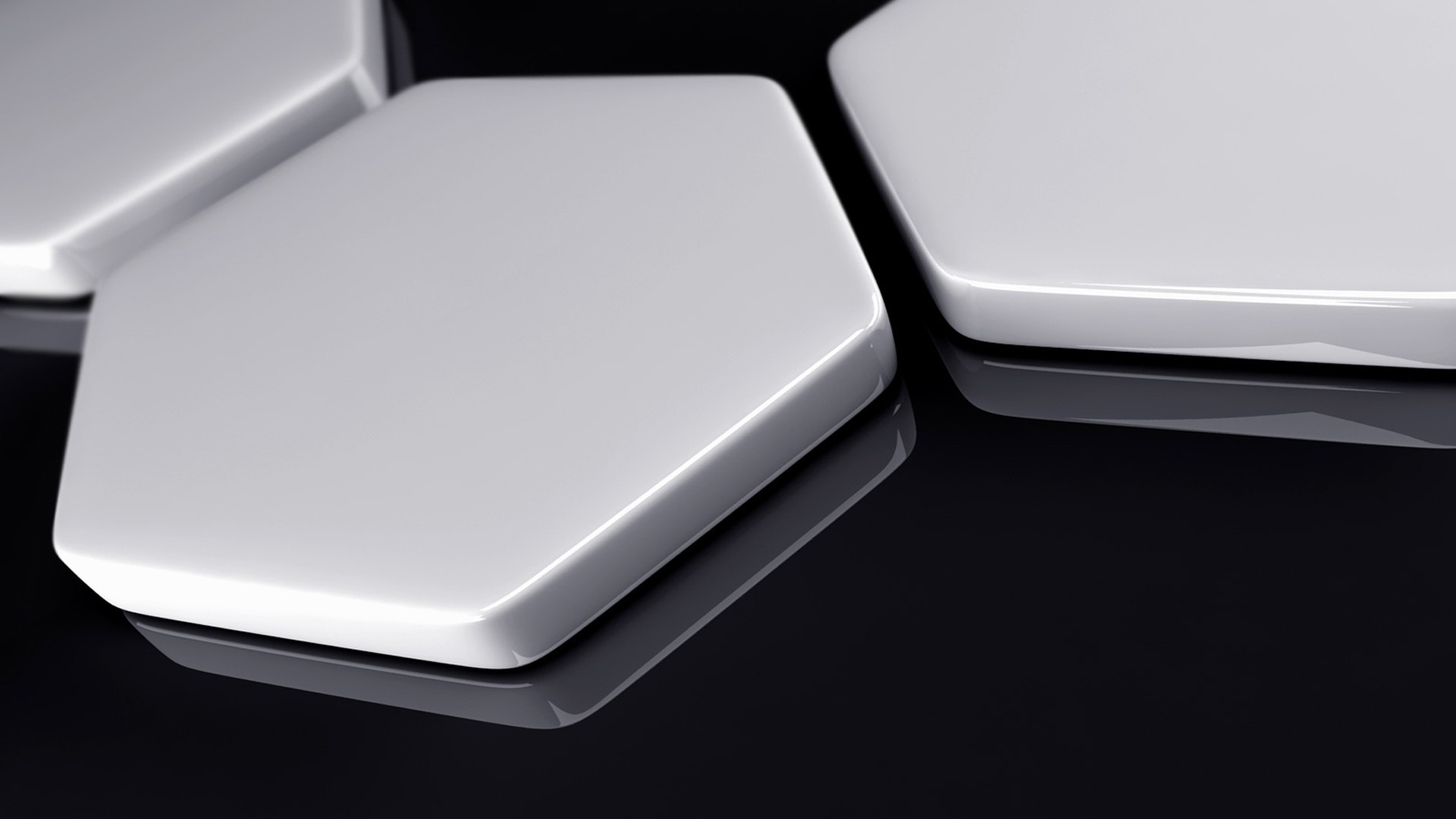 3D Hexagons on Black Background HD Wallpaper