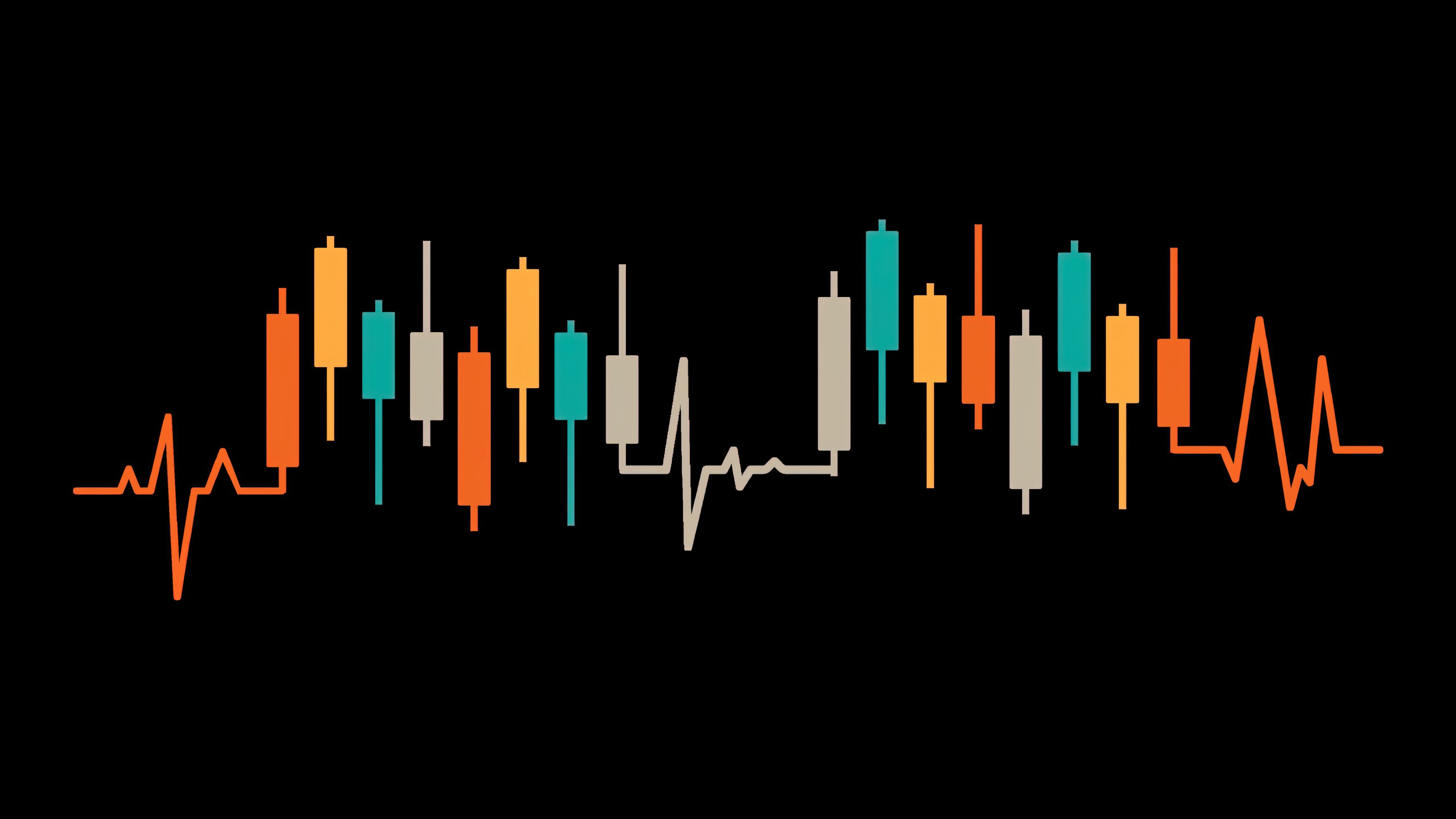 Candlestick chart with heartbeat line HD Wallpaper