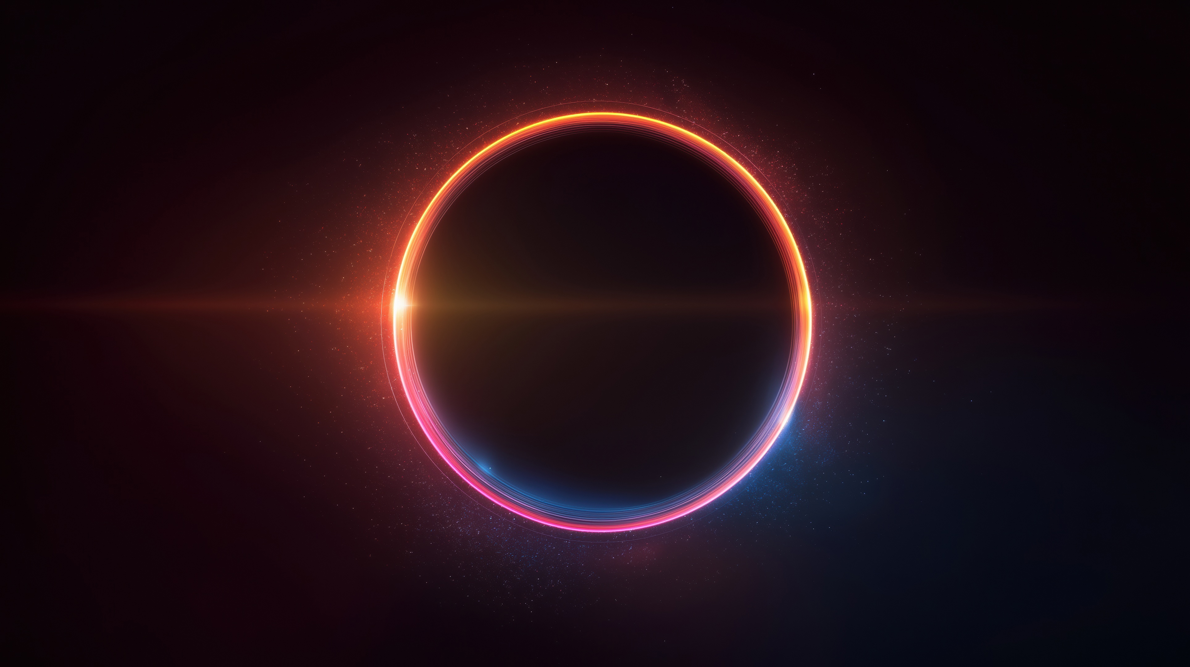 Abstract eclipse with glowing neon ring HD Wallpaper