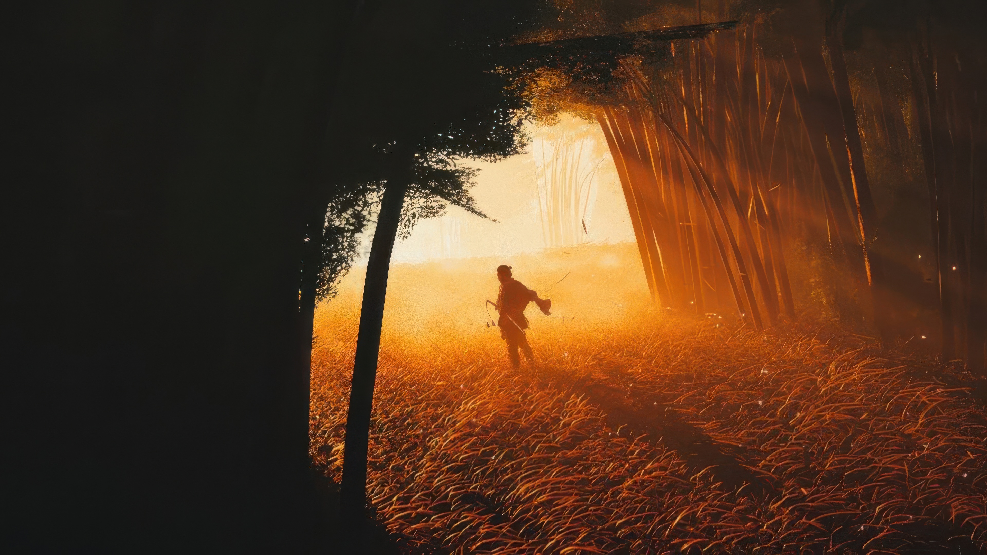 Ghost of Tsushima: Samurai in a Bamboo Forest HD Wallpaper