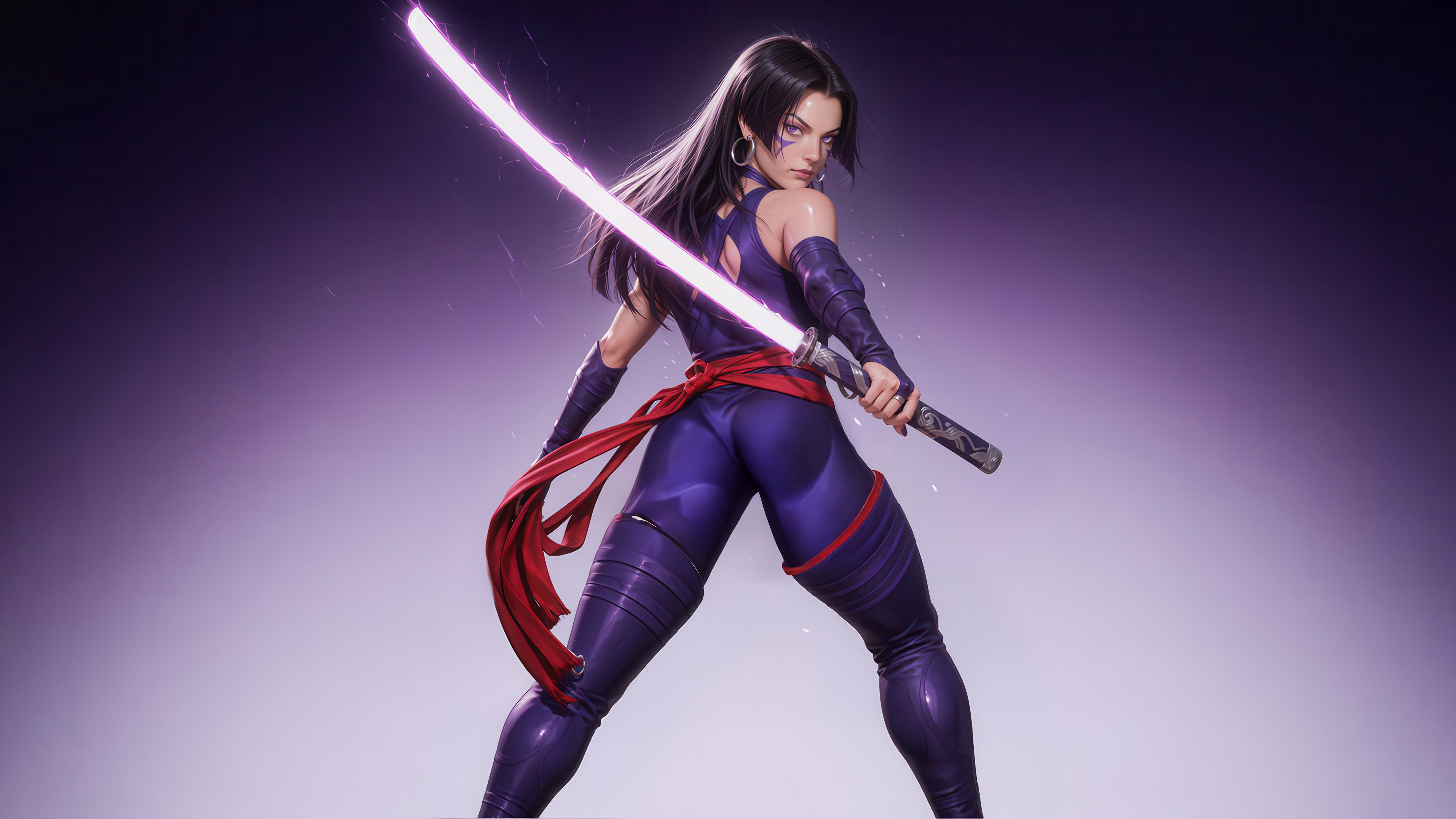 Psylocke from X-Force holding a psychic katana HD Wallpaper