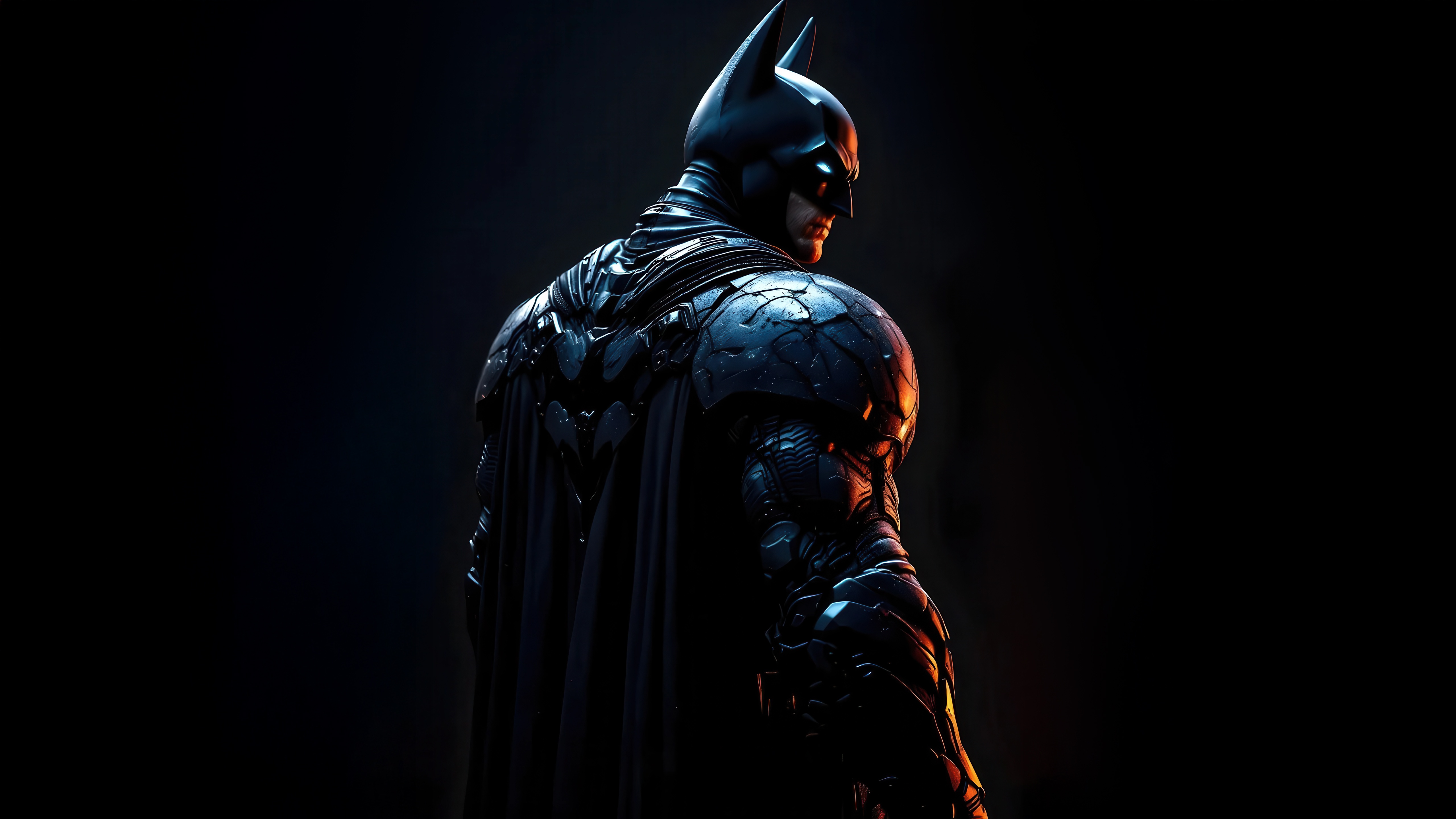 Batman in dark armor with a cape HD Wallpaper