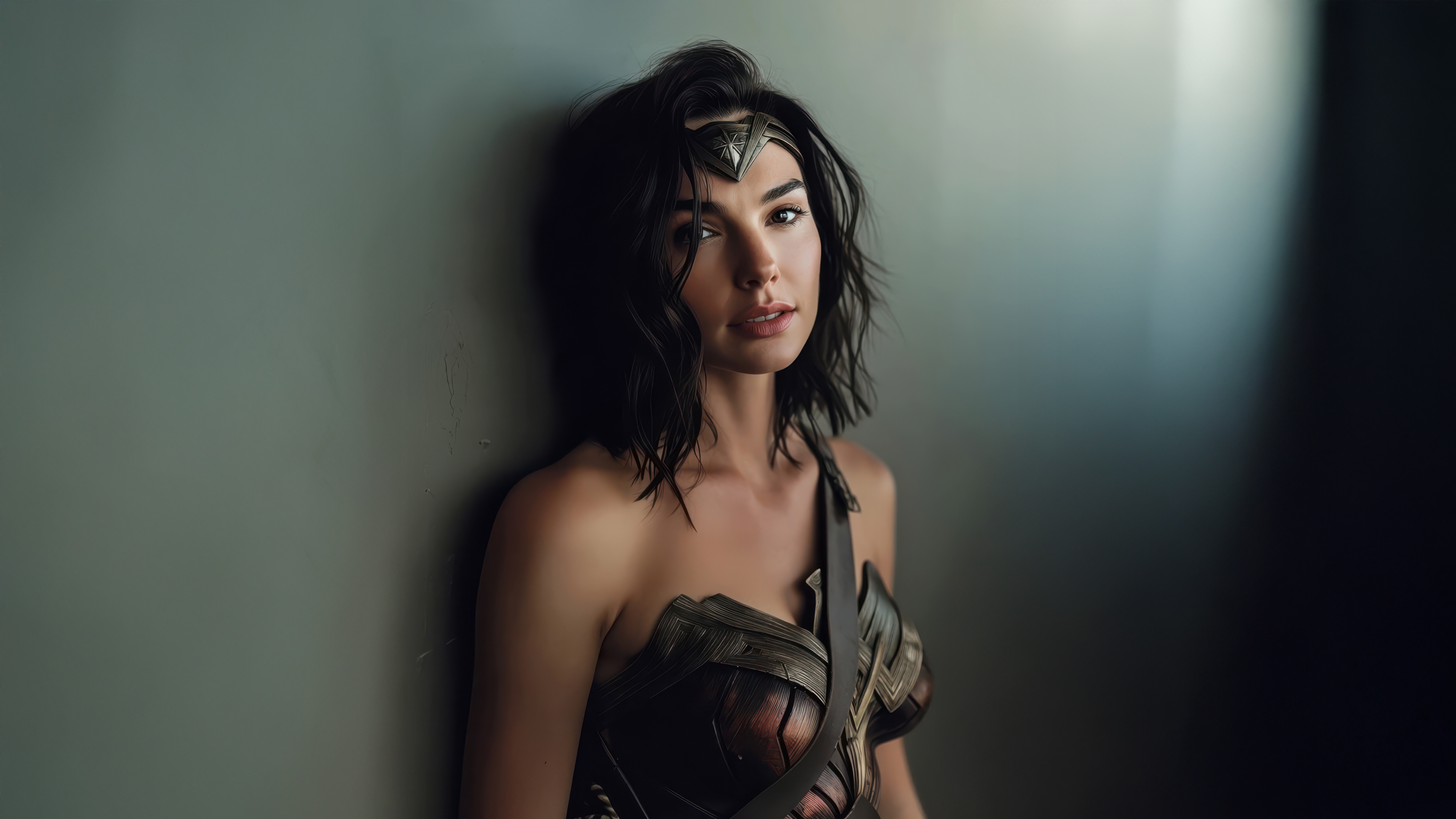Wonder Woman leaning against a wall HD Wallpaper