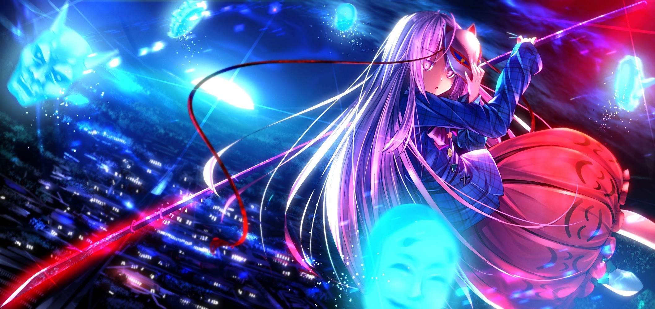 Hata no Kokoro from Touhou Project with a mask HD Wallpaper