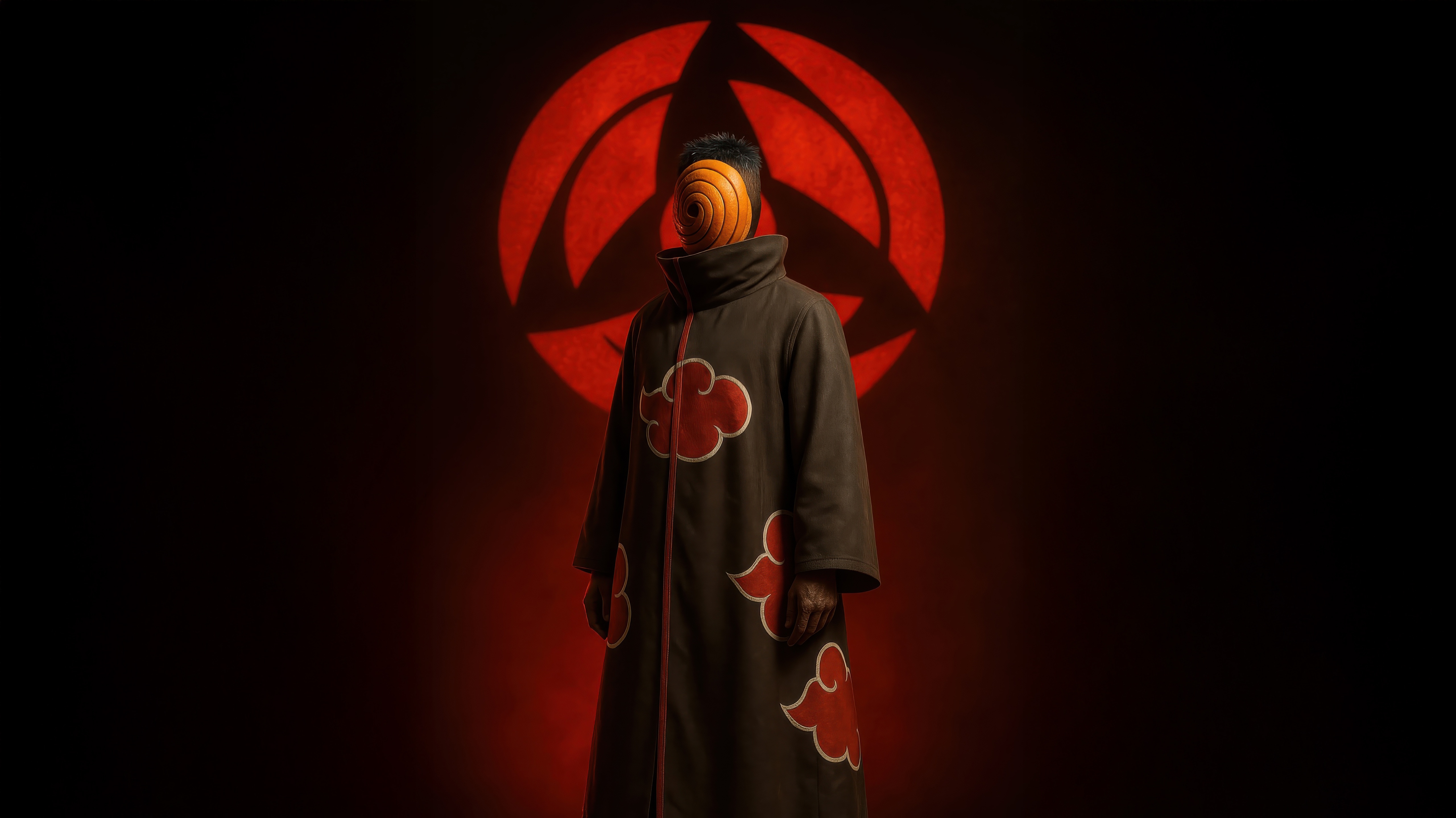 Obito Uchiha in Akatsuki Robes with Sharingan HD Wallpaper