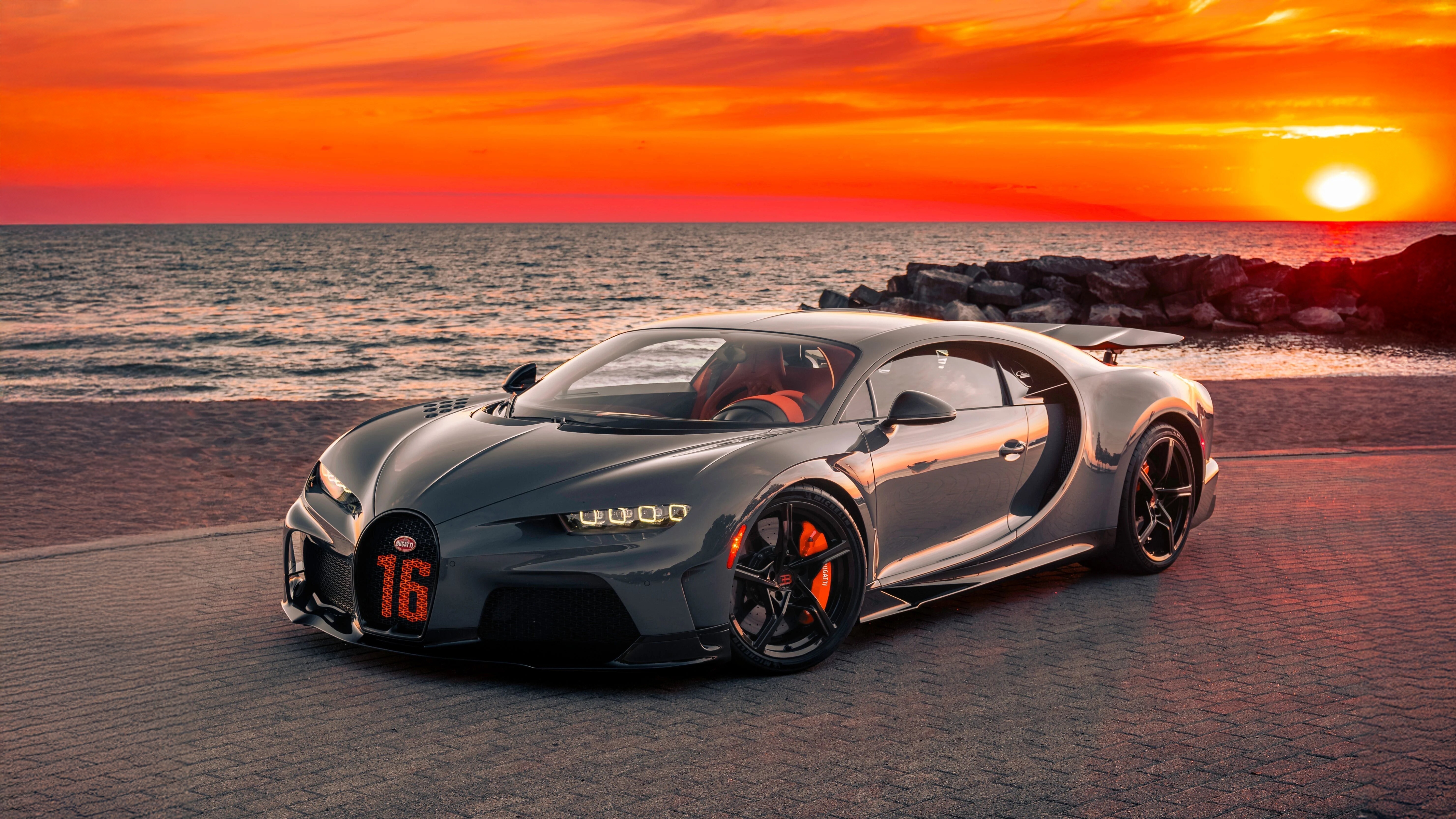 Bugatti Chiron V16 Horizon at sunset HD Wallpaper