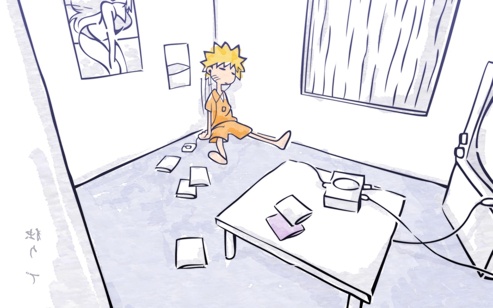 Naruto Uzumaki sitting in a room with a game console HD Wallpaper