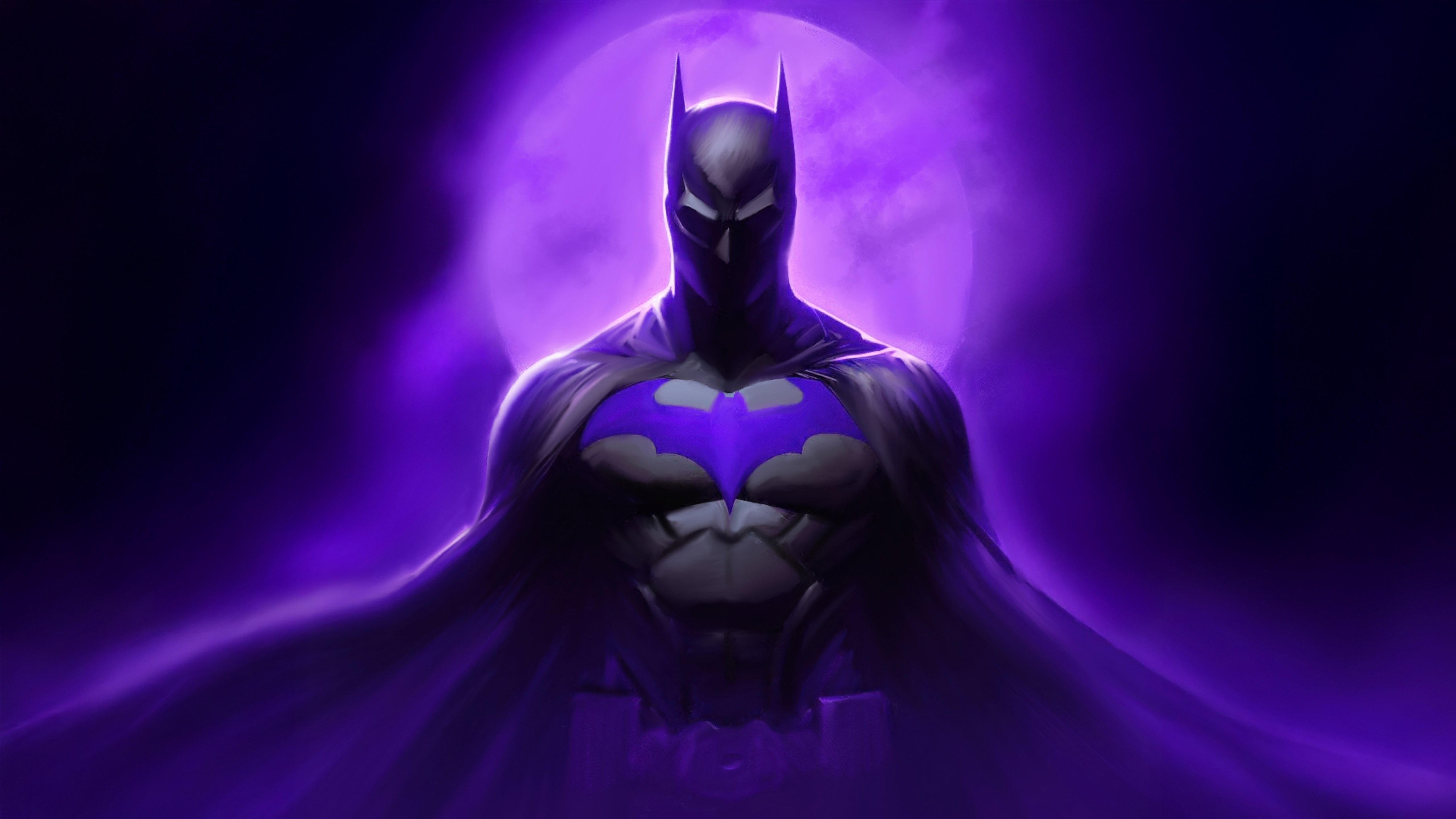 Batman with a Violet Bat Symbol HD Wallpaper