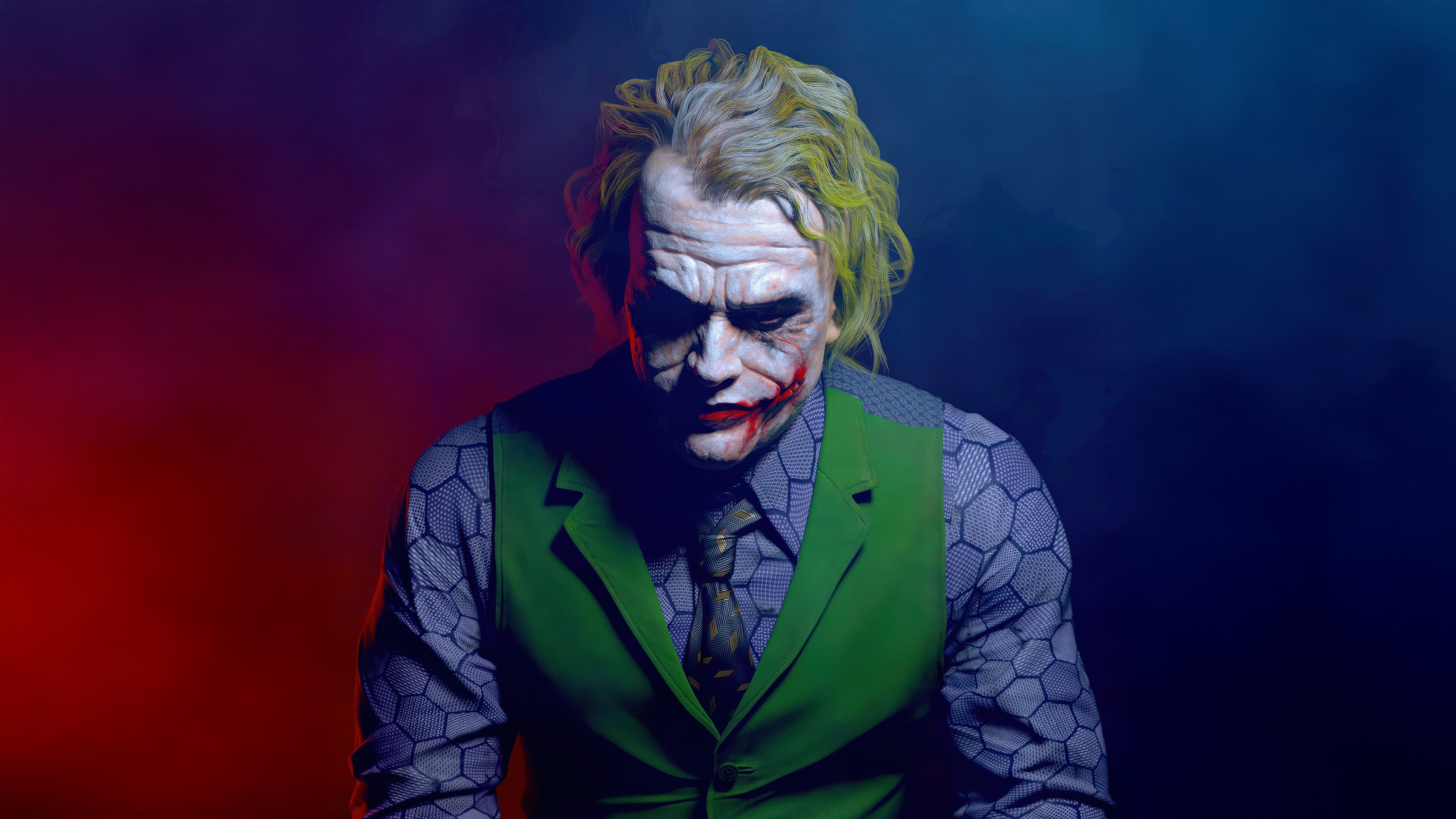 The Joker with a green vest and tie HD Wallpaper