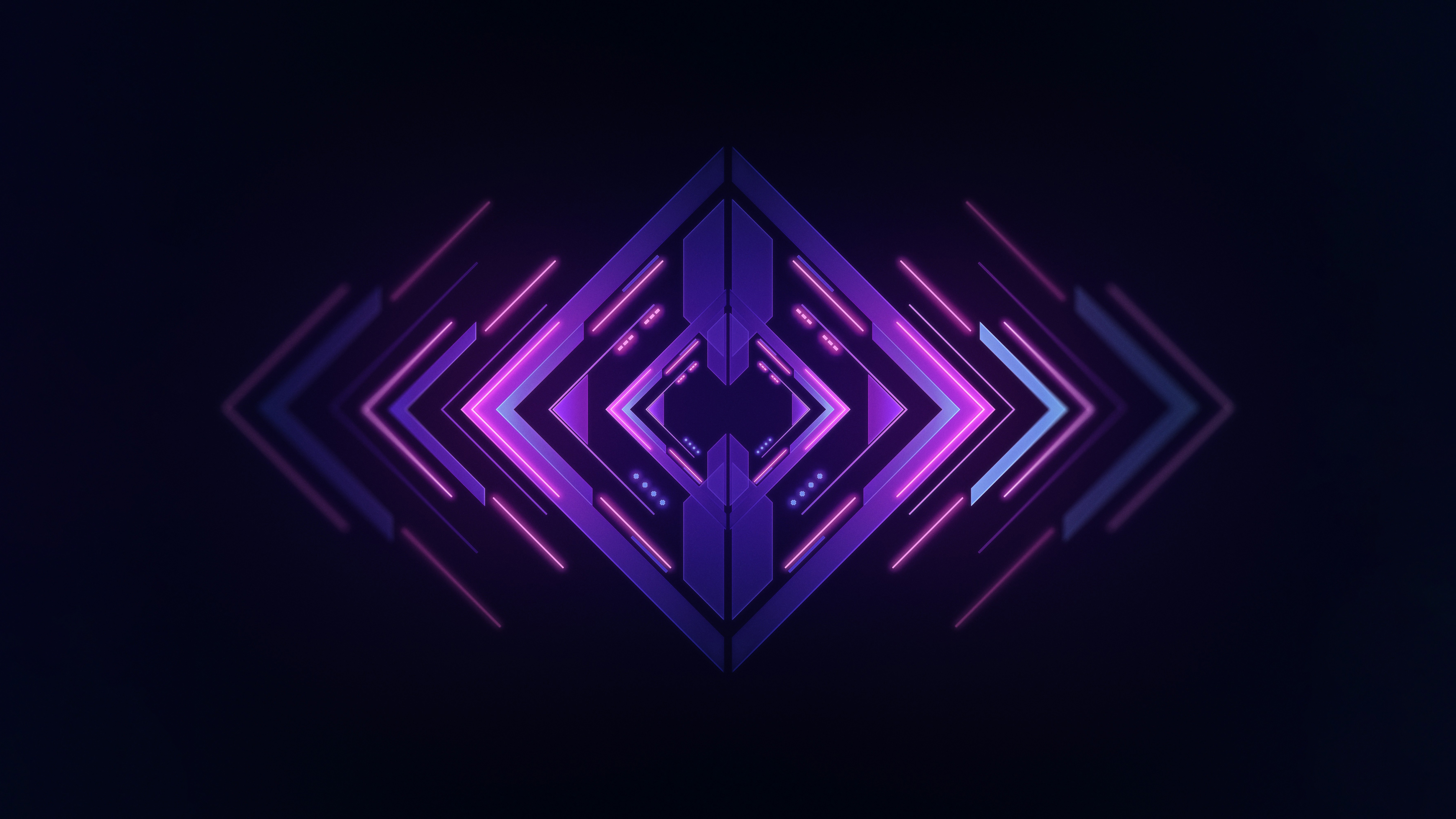 Abstract Geometric Design with Neon Lights HD Wallpaper
